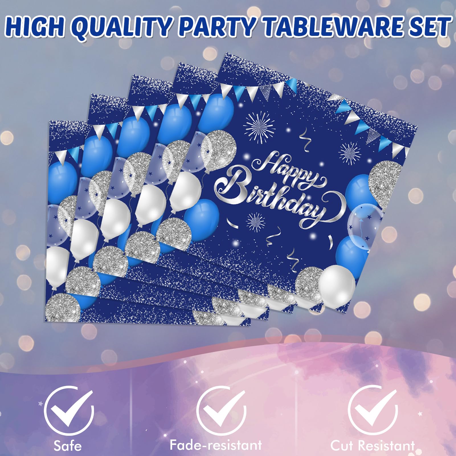Navy Blue & Silver 18th Birthday Party Decorations Set - Tablecloth, Plates, Napkins for Boys & Girls | 18th Anniversary Party Supplies | Perfect for Milestone Celebrations & Year-Old Theme Parties