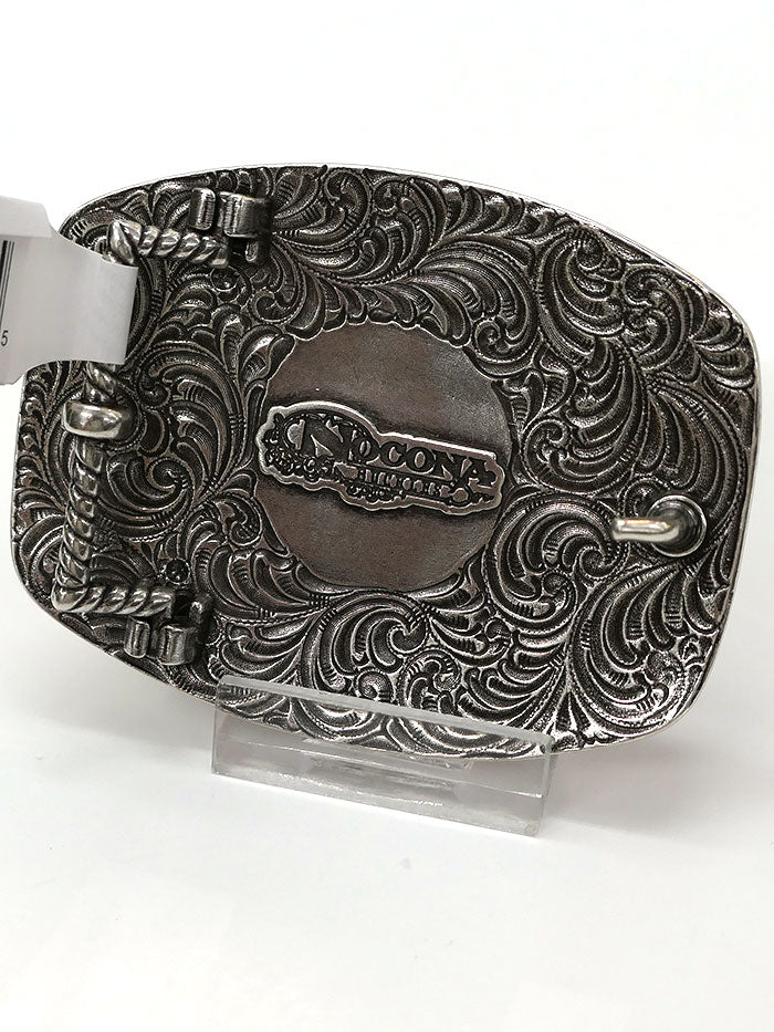 Nocona 37688 Engraved Floral Longhorn Head Western Belt Buckle for Men - Western Style Cowboy Accessories for Rodeo, Country Music Festivals & Ranch Wear
