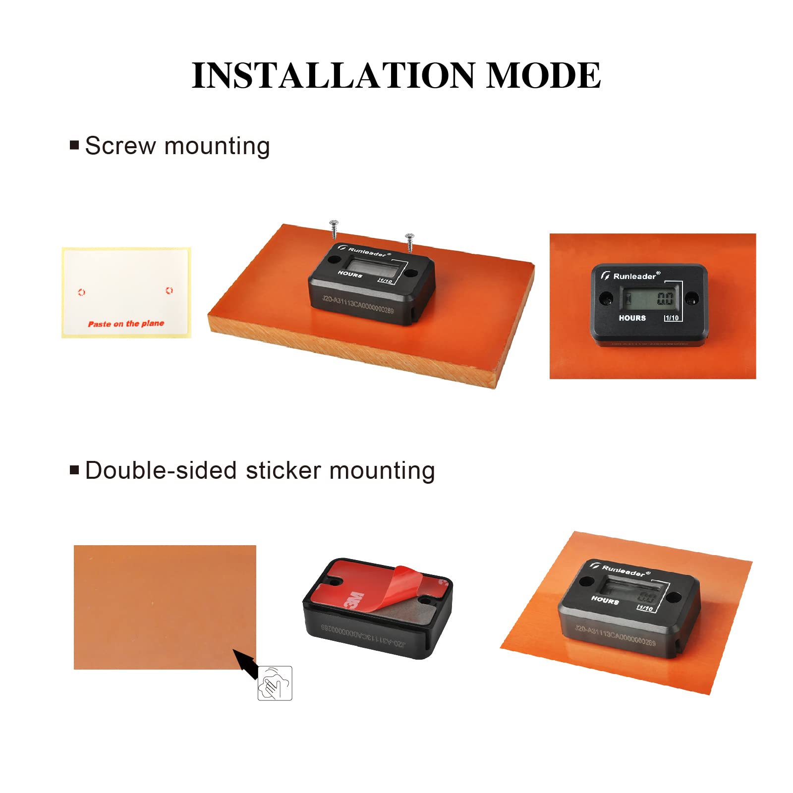 Waterproof Inductive Hour Meter with Epoxy Resin Seal - Compatible with Gas Engines, Lawn Mowers, Generators, Pressure Washers, Marine, ATV, Boats, Outboard Motors, Dirt Bikes & Motorcycles - Perfect for Outdoor Equipment Maintenance and Usage Tracking