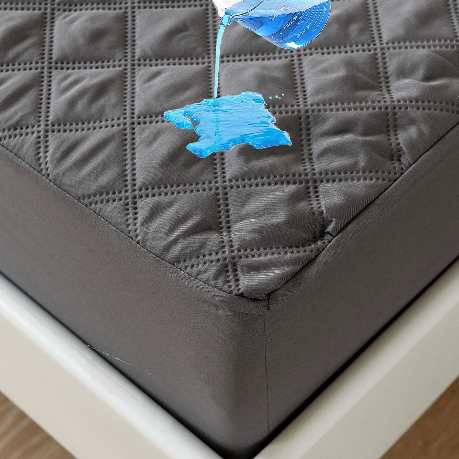 **King Size Waterproof Mattress Protector - Soft, Breathable & Noiseless Quilted Fitted Pad - 14