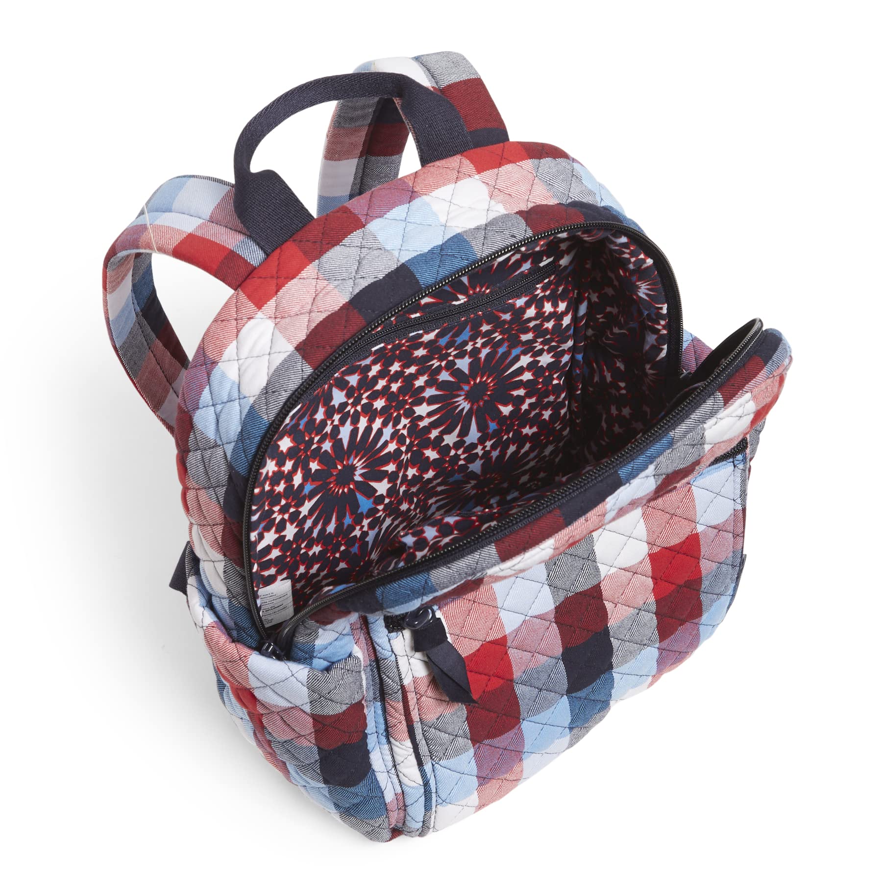 Vera Bradley Women's Cotton Small Backpack - Patriotic Plaid Design, Lightweight & Durable, Perfect for Travel, Work & School | One Size Fits All