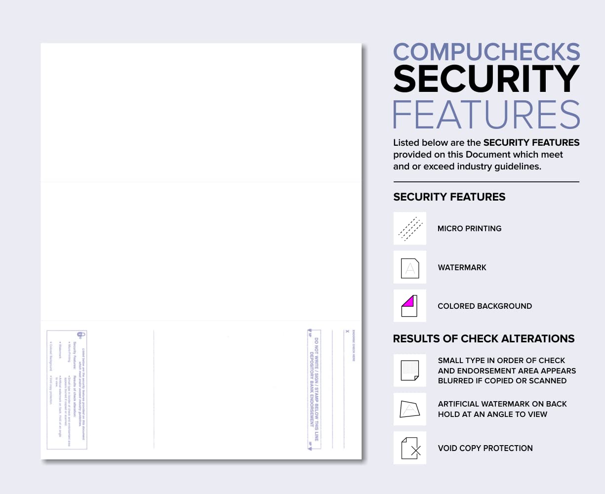 Business Voucher Check Stock - 500 Sheets Laser Printer Checks with Bottom Check Design in Burgundy Marble | Ideal for Office Accounting, Payroll & Small Business Financial Management