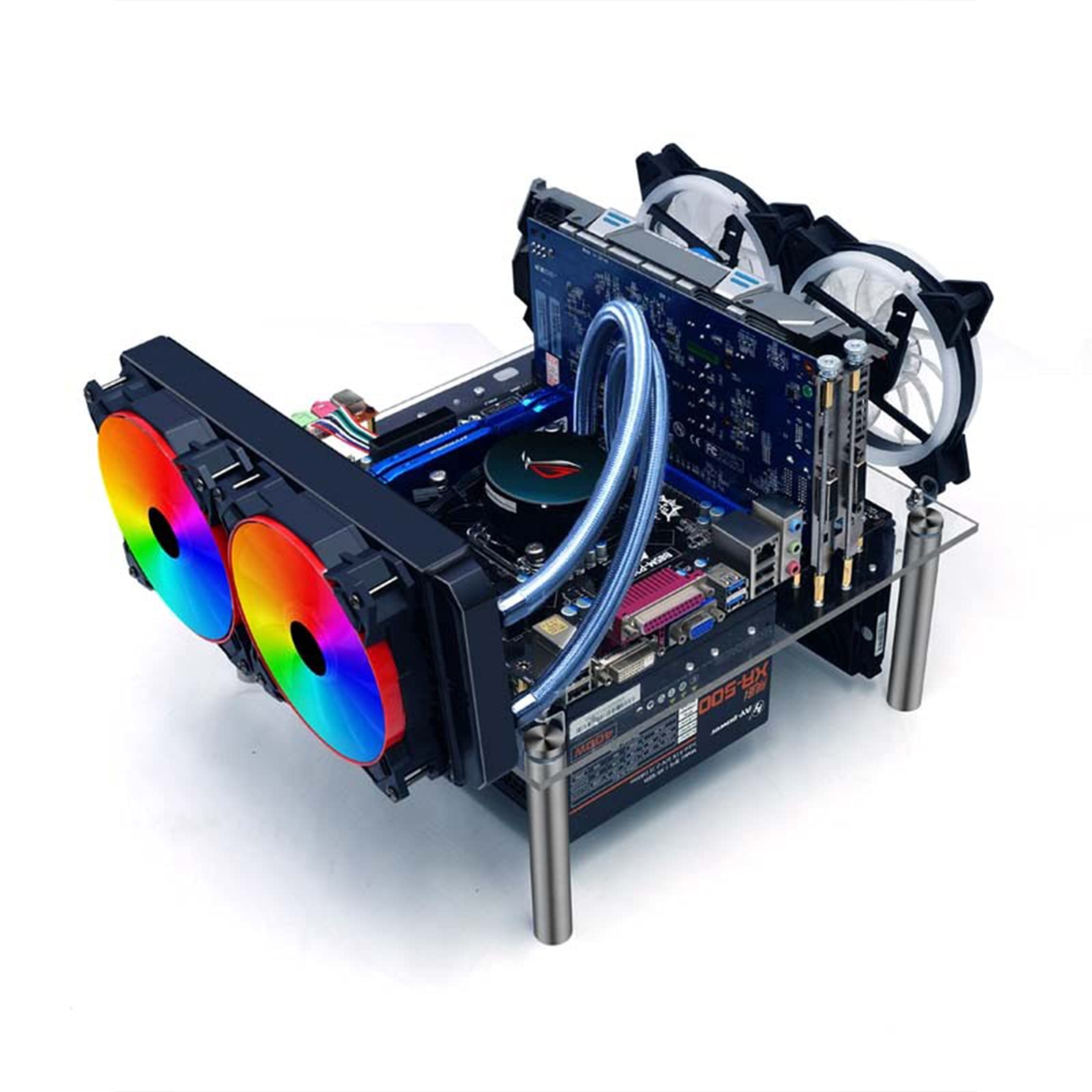 DIY Open Frame Mini ITX/MATX Computer Case - Transparent Acrylic Chassis for Compact PC Builds | Perfect for Home Office, Gaming & Mini Workstation Setups