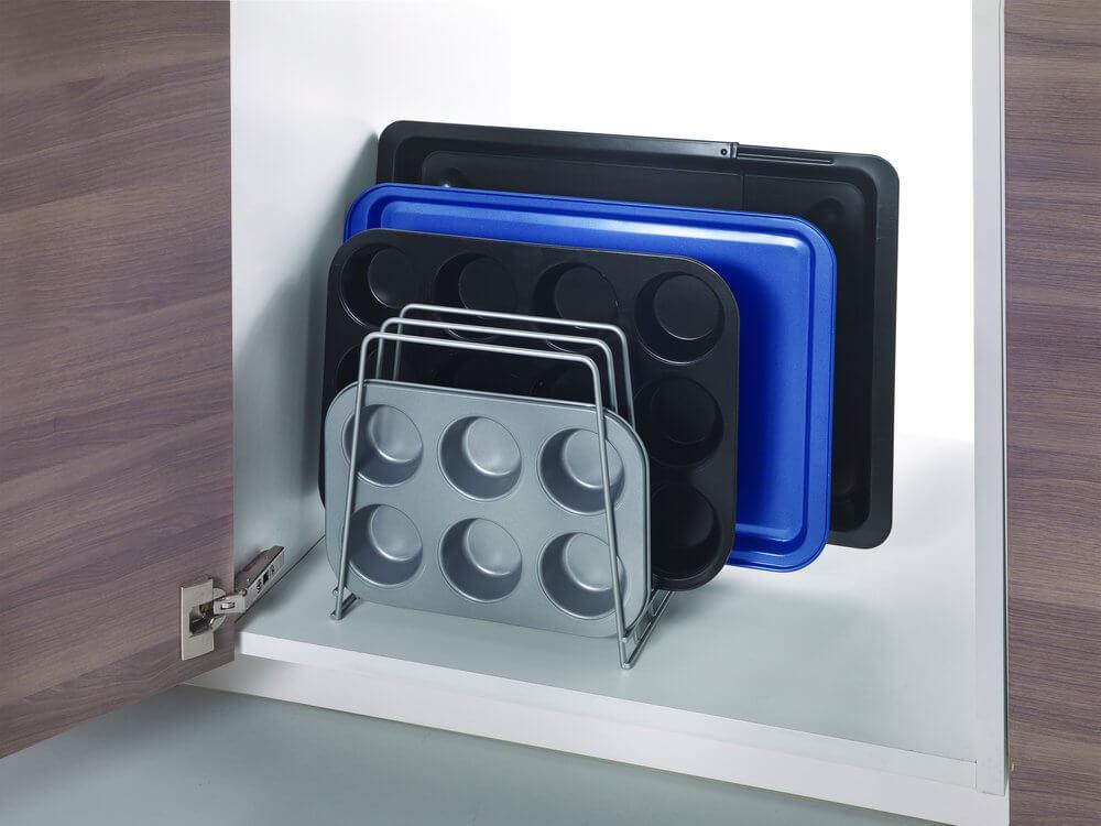 Premium 5-Section Bamboo Chopping Board Holder - Silver | Space-Saving Kitchen Organizer for Knives, Utensils & Cutting Boards | Perfect for Small Kitchens & Countertop Storage