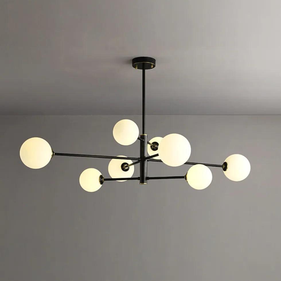 Modern White Multi Glass Ball Radial Chandelier - Elegant Ceiling Light Fixture for Dining Room, Living Room, Bedroom & Entryway Decor
