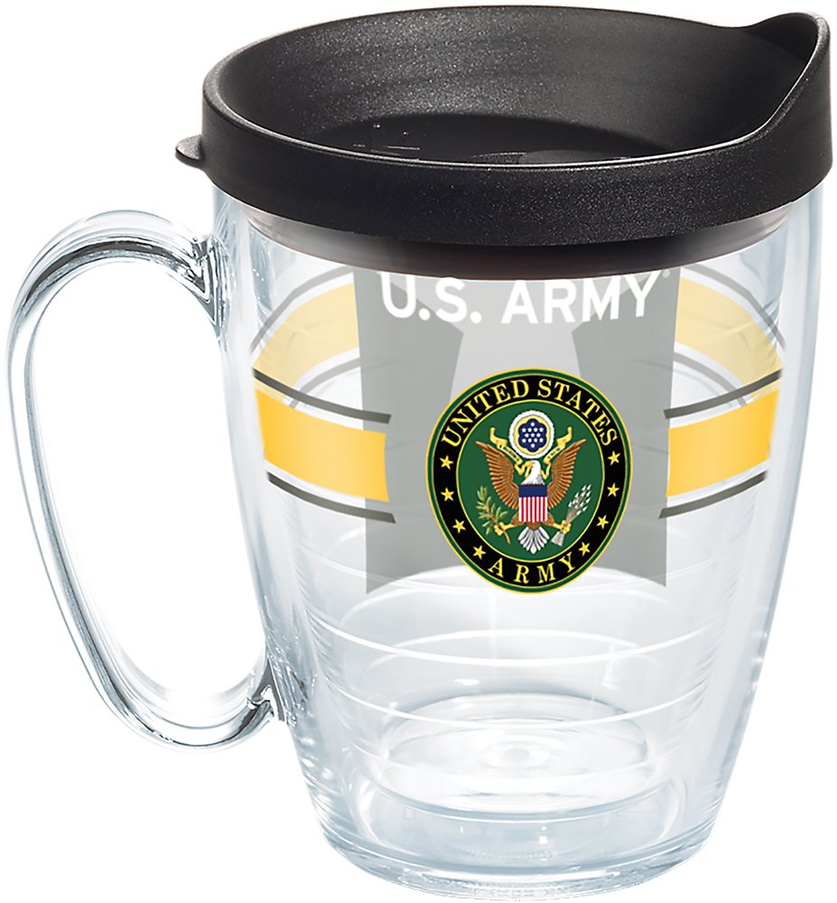 Tervis Army Pride 16oz Insulated Tumbler with Wrap & Black Lid - BPA-Free Clear Travel Mug for Coffee, Tea & Cold Drinks - Perfect for Military Support, Office, Camping & Outdoor Adventures