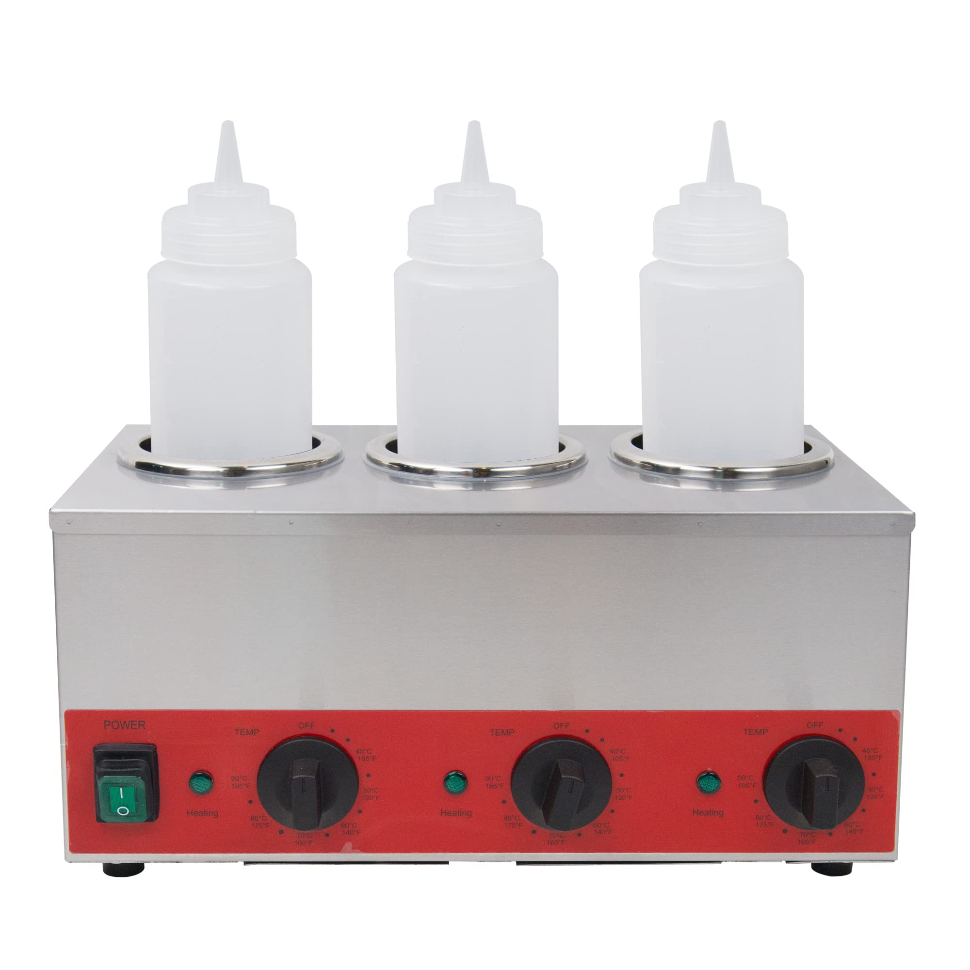 **Commercial Electric Sauce Bottle Warmer - 3 Grid Squeeze Bottle Warmer for Nacho Cheese, Jam, Chocolate & Butter (105-195℉, 110V) - Perfect for Restaurants, Catering & Home Kitchens**