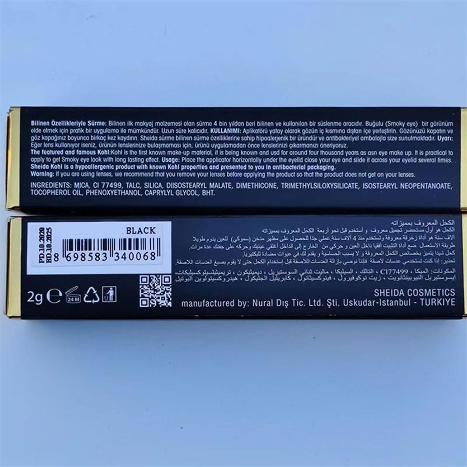 Sheida 100% Natural Handmade Powder Eyeliner - Black | Long Lasting Smudge Proof Waterproof Eye Liner | Perfect for Daily Makeup, Professional Looks & Special Occasions