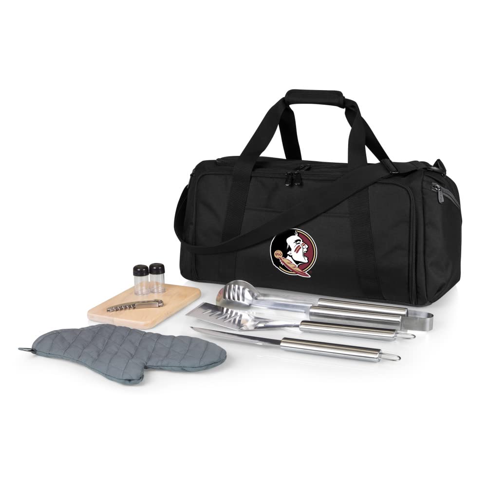 PICNIC TIME NCAA BBQ Kit Cooler Tote with Grill Tools & Accessories - Portable Outdoor Cooking Set for Tailgating, Camping & Backyard Parties