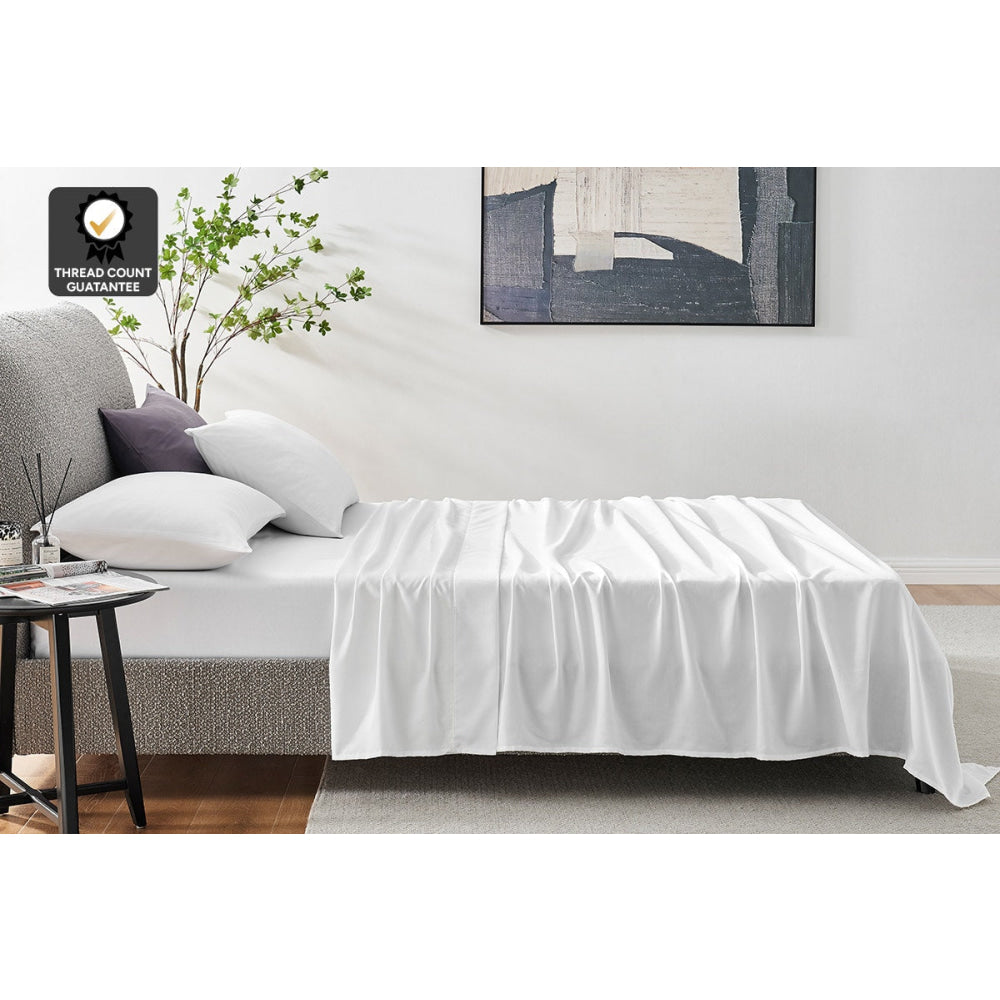 Premium 1200 Thread Count 100% Cotton Bed Sheet Set - Queen Size, White - Ultra Soft & Breathable for a Comfortable Night's Sleep - Perfect for Master Bedrooms, Guest Rooms & Hotels