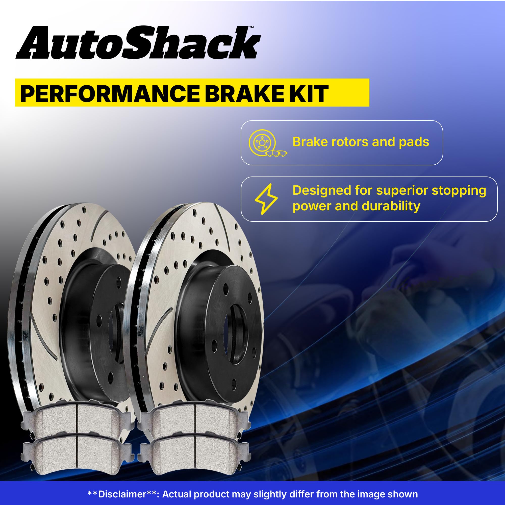 High-Performance AutoShack Drilled & Slotted Brake Rotors with Ceramic Pads - Front & Rear Brake Kit for Dodge Charger 2009-2014, Challenger 2005-2014, Chrysler 300 - SCD1057PR63025 | Enhanced Stopping Power for Street & Track Racing