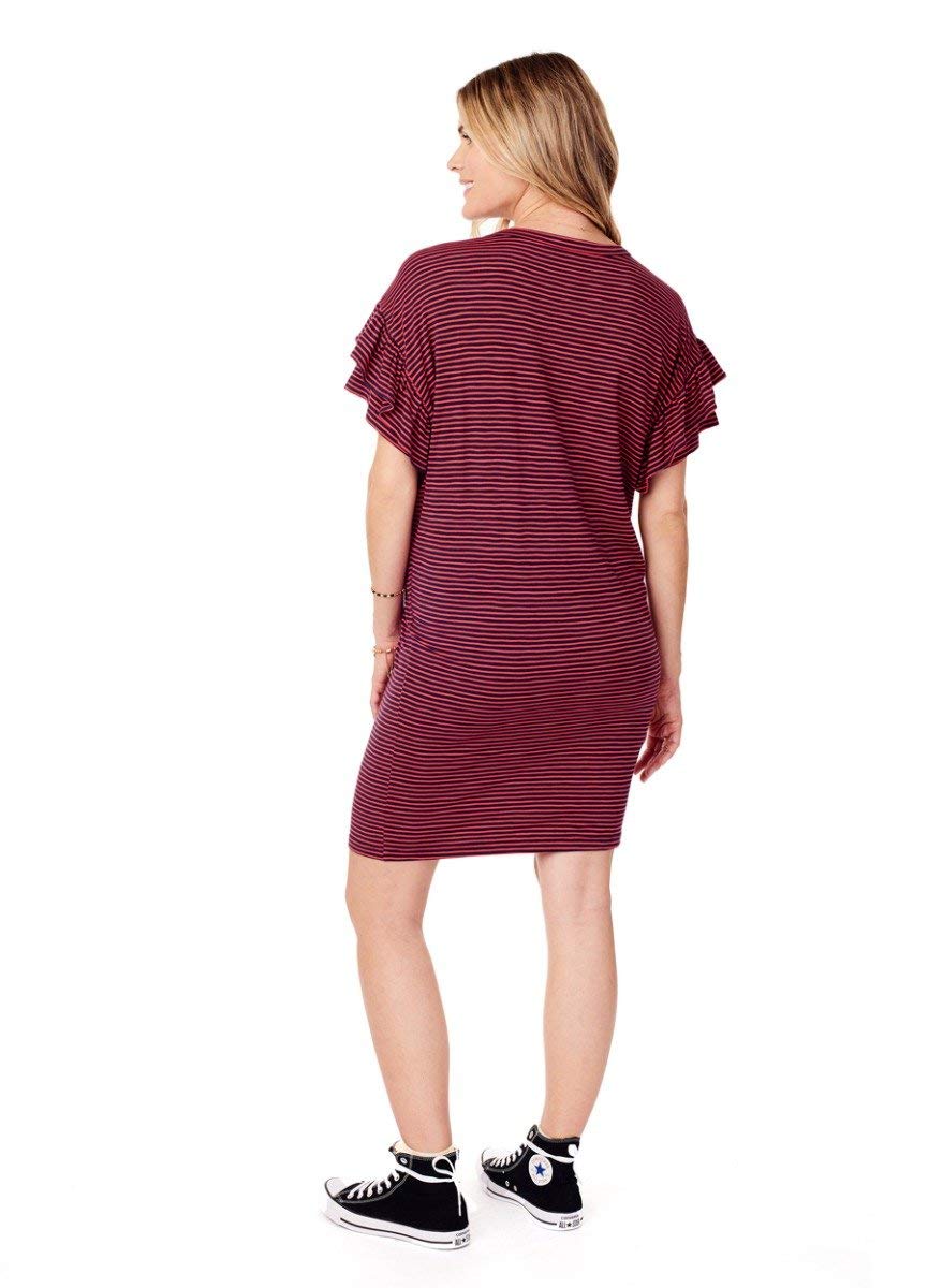 Ingrid & Isabel Maternity Dress with Ruffle Sleeves - Stretchy Pregnancy T-Shirt Dress That Grows with Your Bump | Perfect for Work, Baby Showers & Everyday Comfort