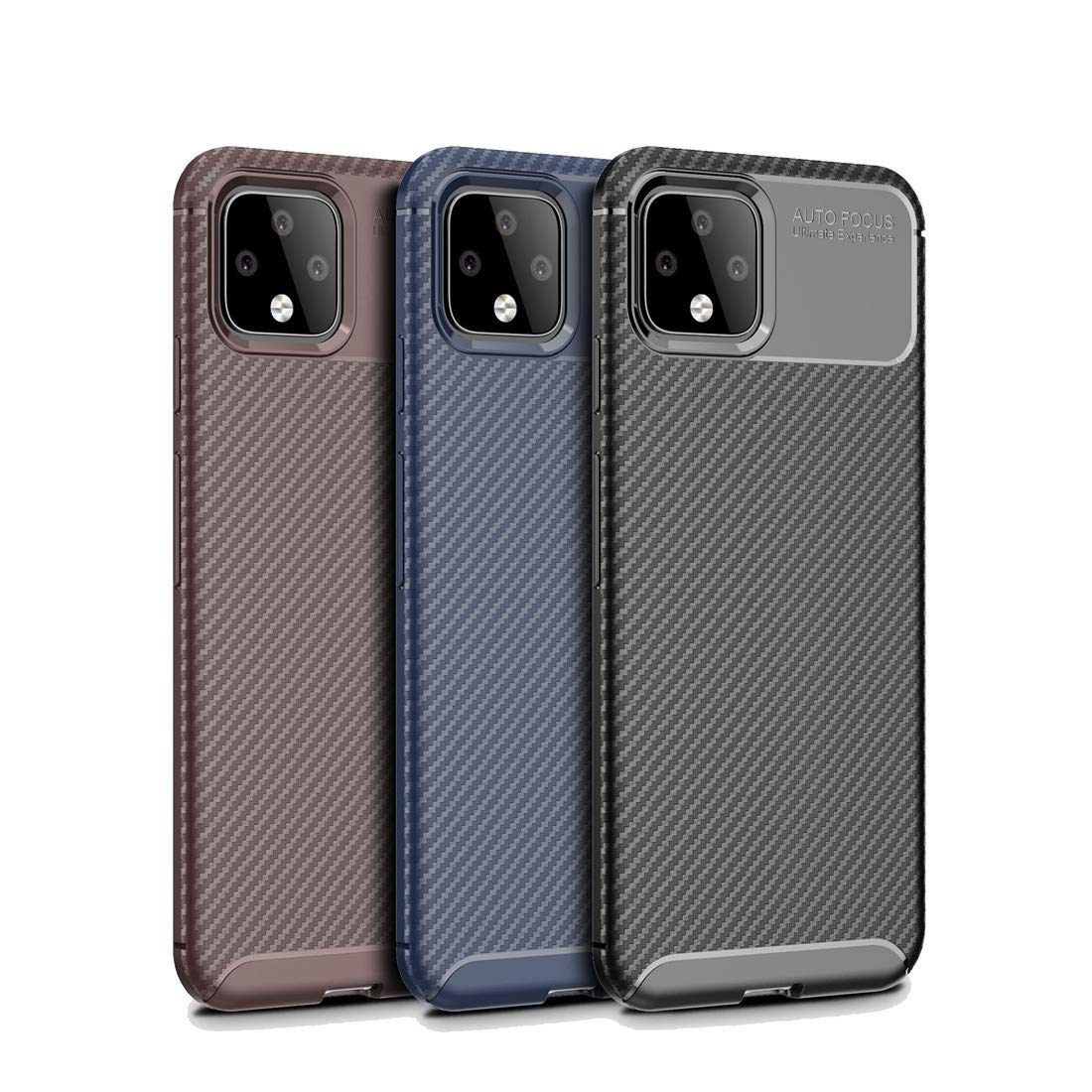 Shockproof TPU Case for Google Pixel 4XL - Carbon Fiber Beetle Series (Blue) for Daily Protection