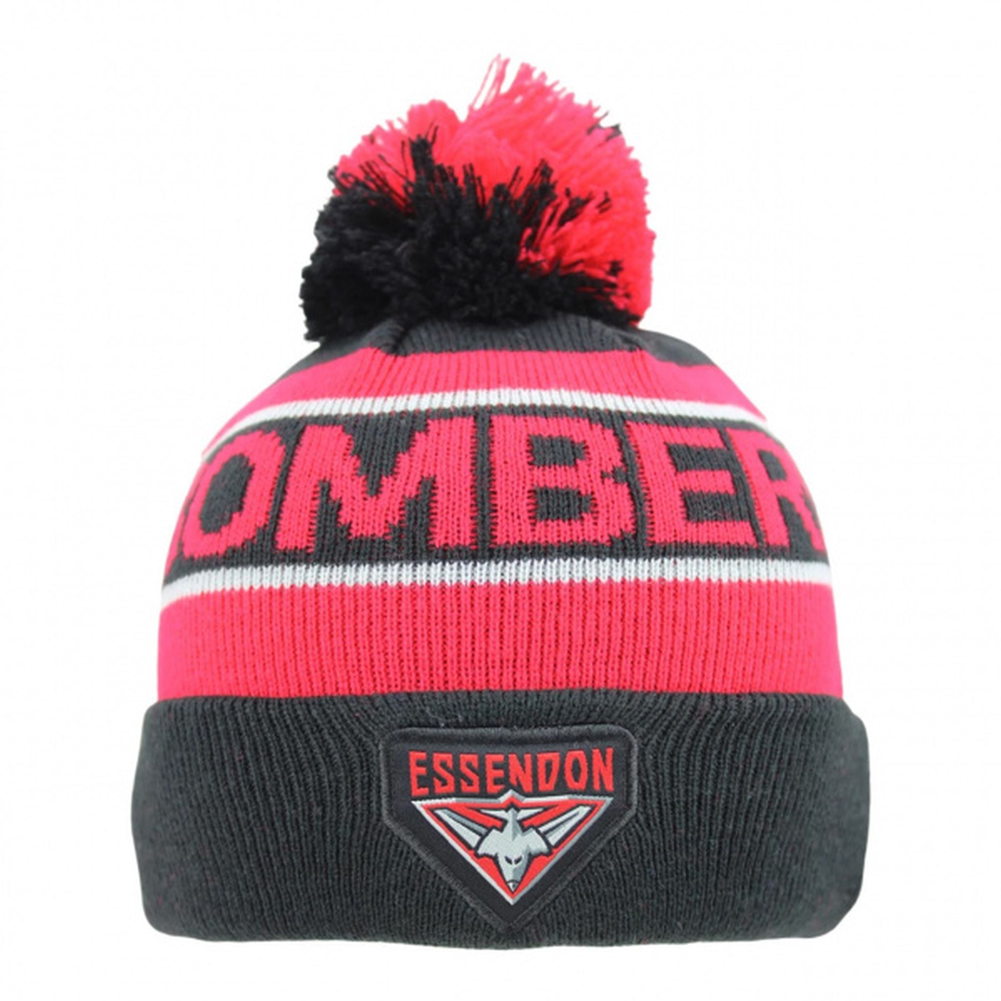 Burley Sekem Essendon Bombers AFL Youth Beanie - Warm Winter Knit Hat for Kids & Teens - Perfect for Football Games & Outdoor Activities