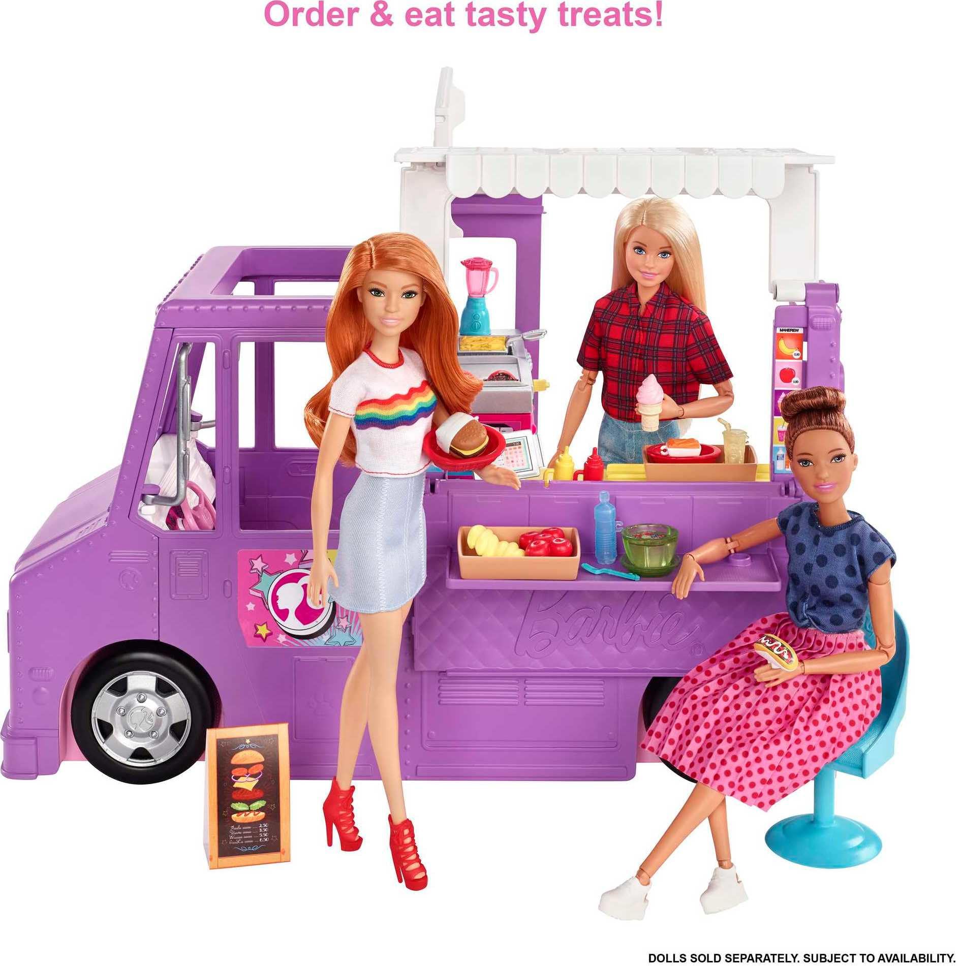 Barbie Fresh 'n Fun Food Truck Playset - Interactive Pretend Play Toy for Kids with Lights & Sounds - Perfect for Birthday Gifts & Imaginative Playtime (Ages 3+)