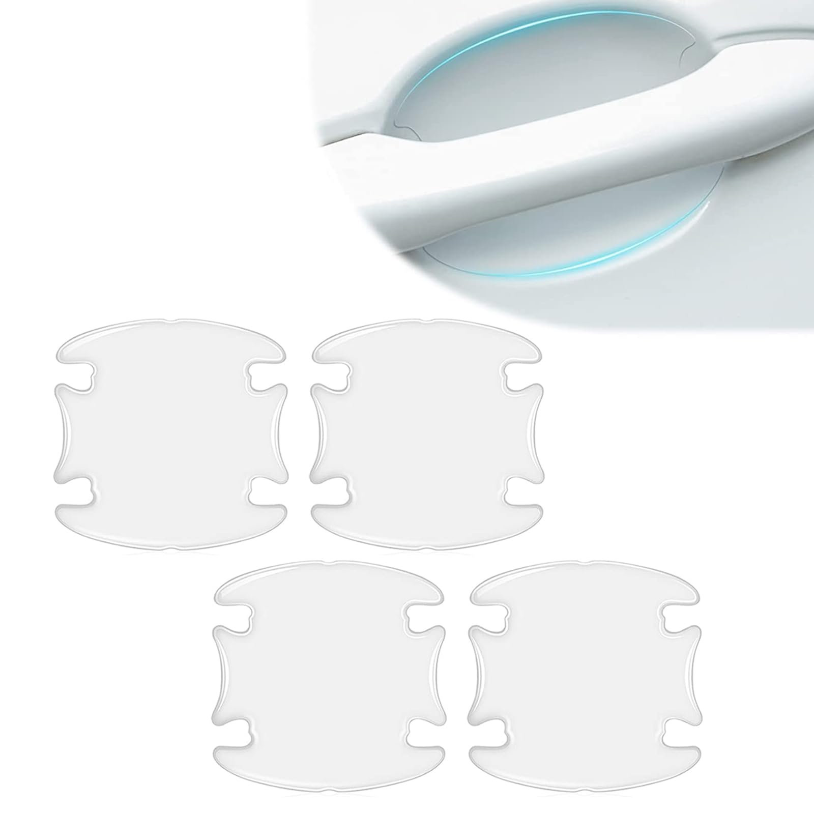 4 PCS Transparent Car Door Handle Protector Stickers - Universal Scratch Resistant Film for Most Vehicles | Prevent Scratches in Door Cup Area | Perfect for Daily Commute & Car Wash Protection