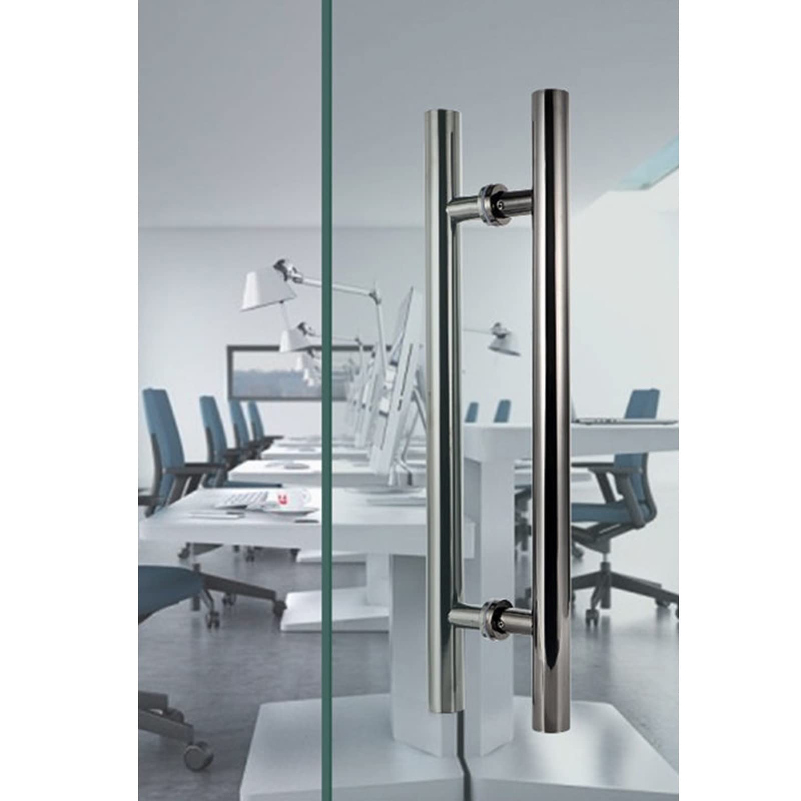 Stainless Steel Round Barn Door Pull Handle - 50cm for Sliding Glass & Wood Gates - Home & Bathroom Hardware
