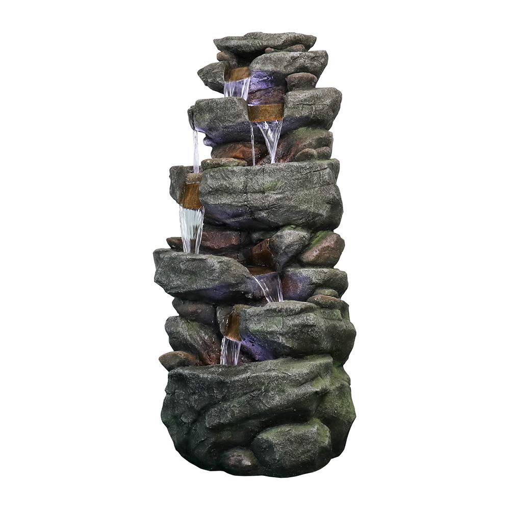 6-Tier Outdoor Water Fountain with LED Lights - 40.6