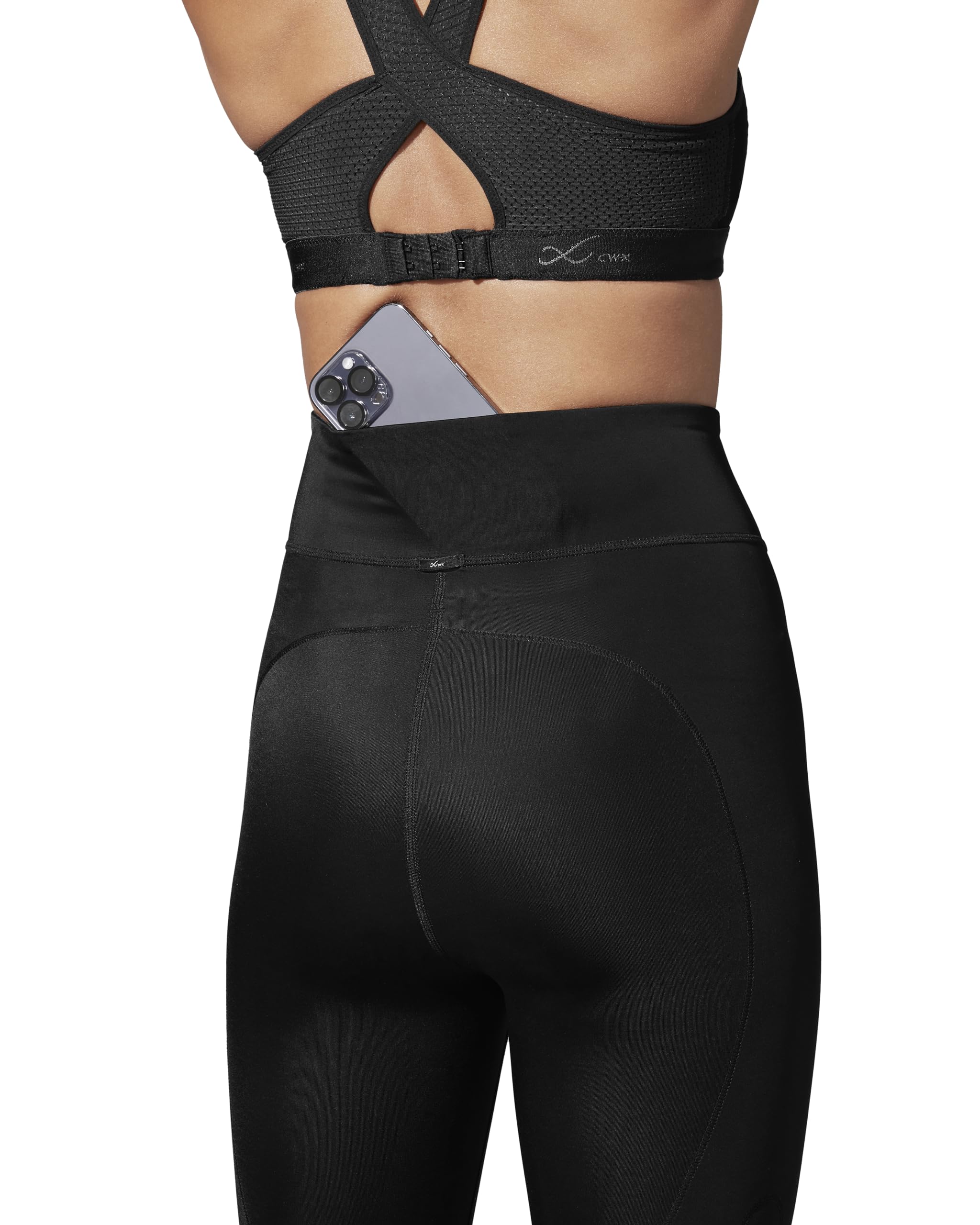 CW-X Women's Stabilyx 3.0 Joint Support 3/4 Capri Compression Tight - High-Rise Running Leggings with Back Phone Pocket - Perfect for Marathon Training, Gym Workouts & Outdoor Activities