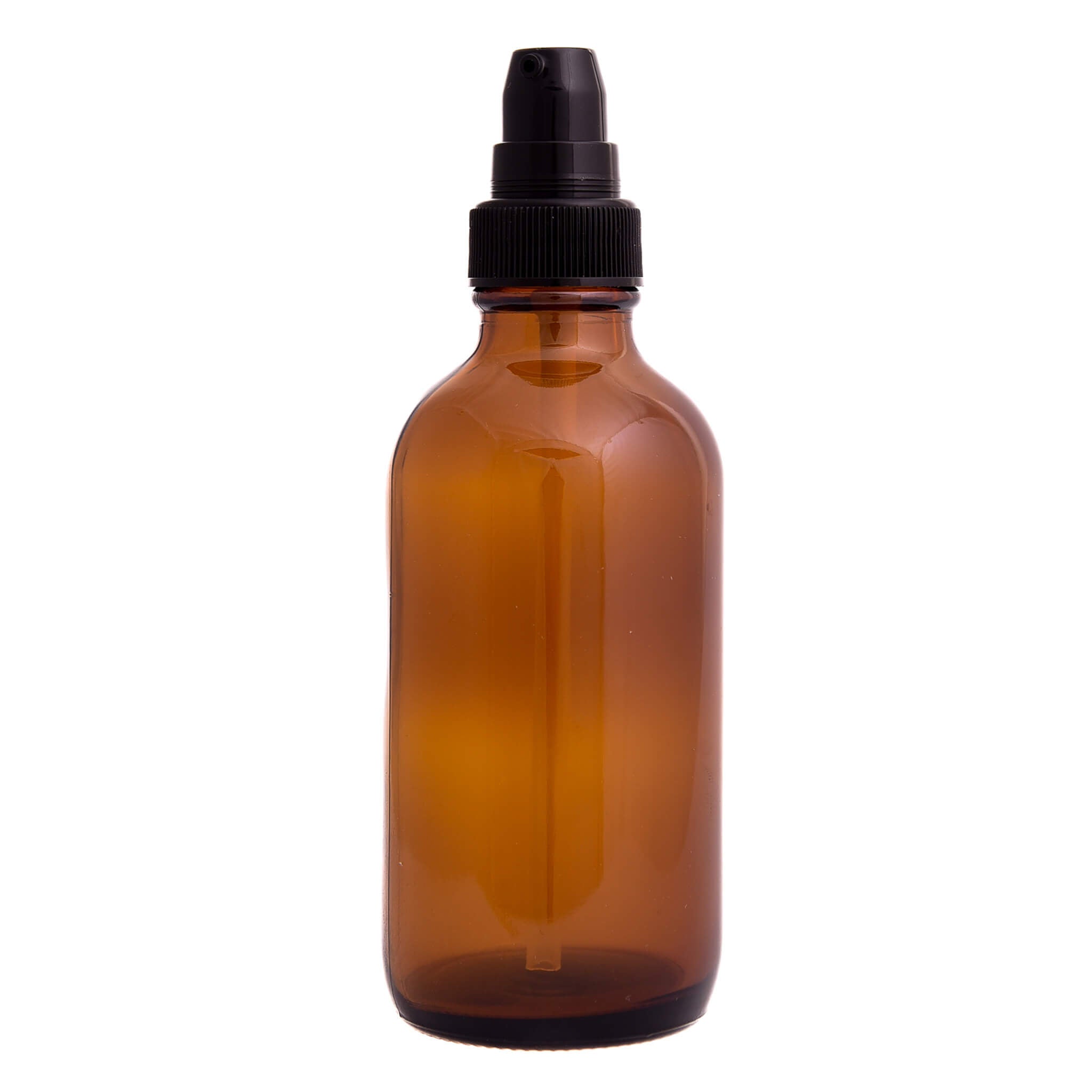 Amber Glass Bottle with Black Treatment Pump - Essential Oil Dispenser for Aromatherapy, Skincare & DIY Beauty Products - Perfect for Home, Spa & Travel Use