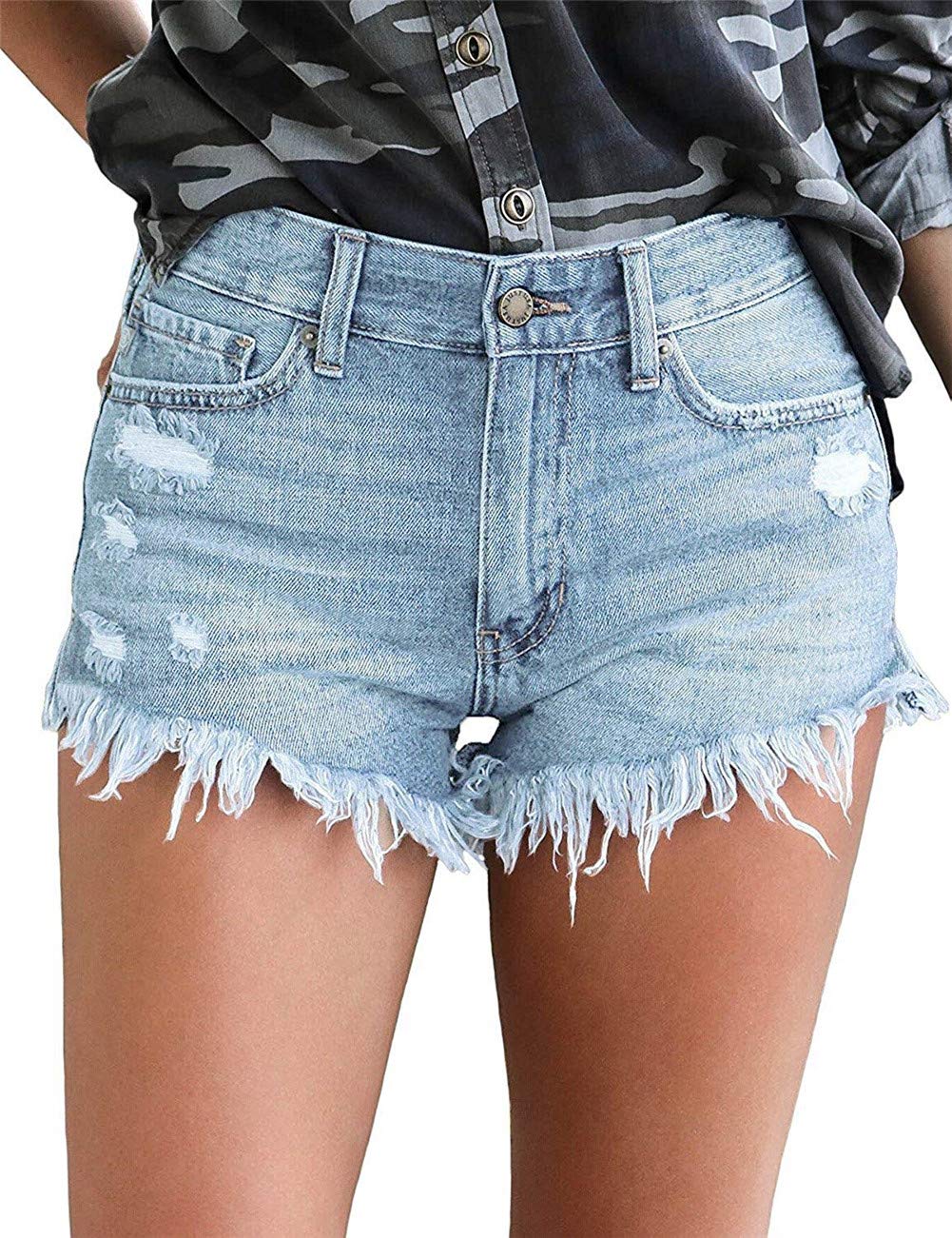 MODARANI Women's Ripped Distressed Denim Shorts - High Waisted Cut Off Jean Shorts for Summer | Perfect for Beach, Music Festivals & Casual Outfits