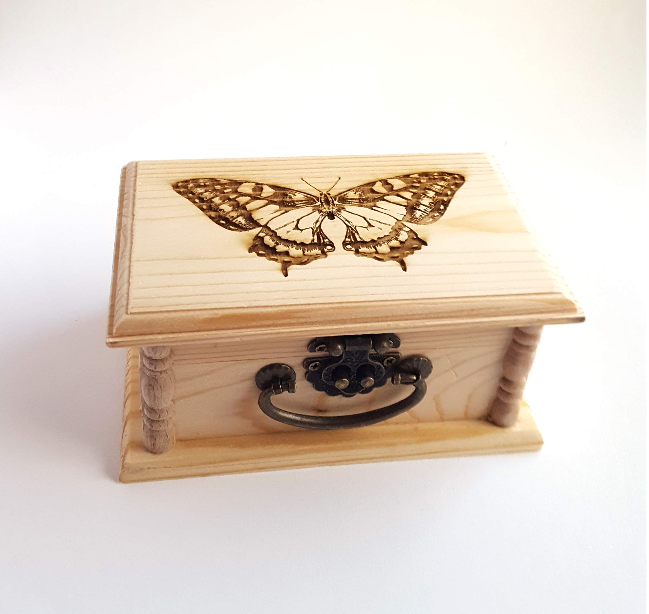 Handcrafted Swallowtail Butterfly Wooden Keepsake Box with Personalized Engraving - Decorative Jewelry Storage Box with Secure Latch for Rings, Necklaces & Small Treasures | Perfect Custom Gift for Weddings, Anniversaries & Special Occasions