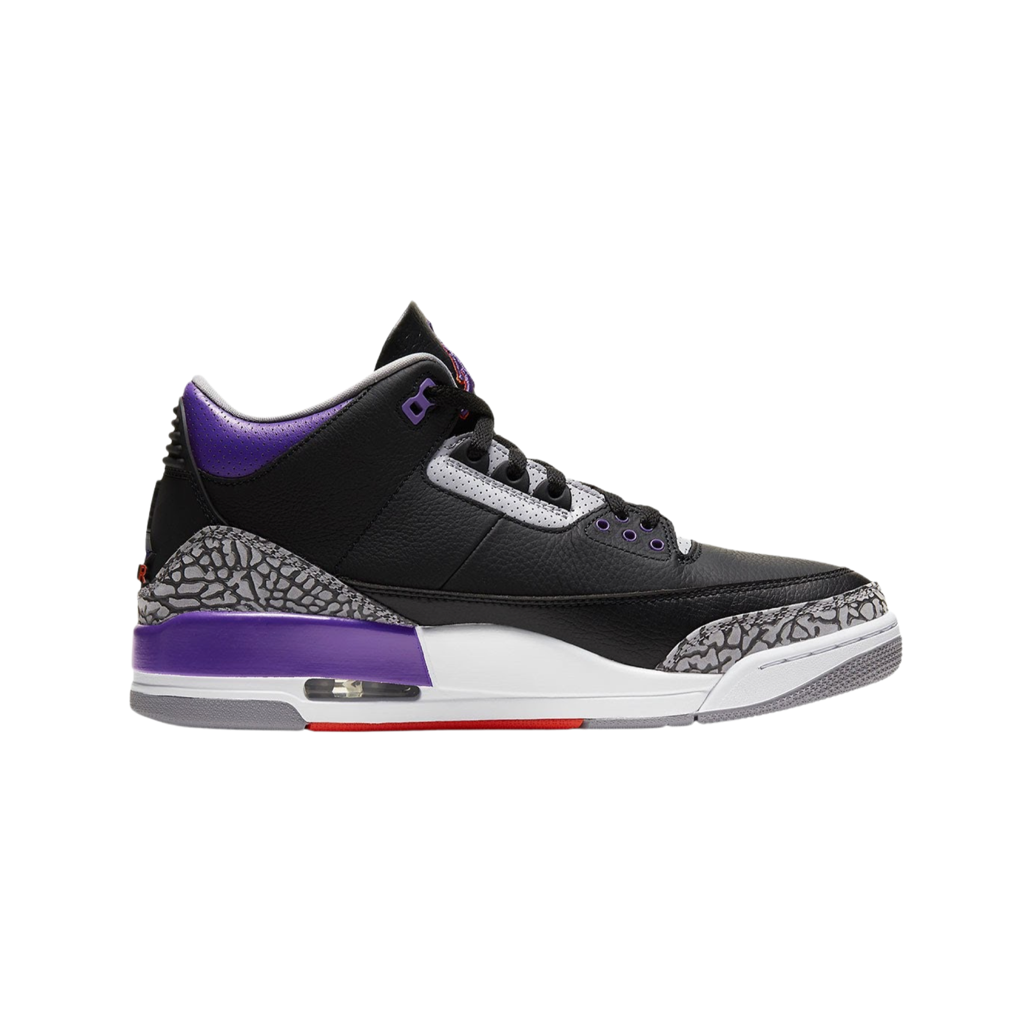 Air Jordan 3 Retro Sneakers - Black Court Purple Cement Grey Basketball Shoes for Men - Perfect for Streetwear, Gym & Casual Outfits
