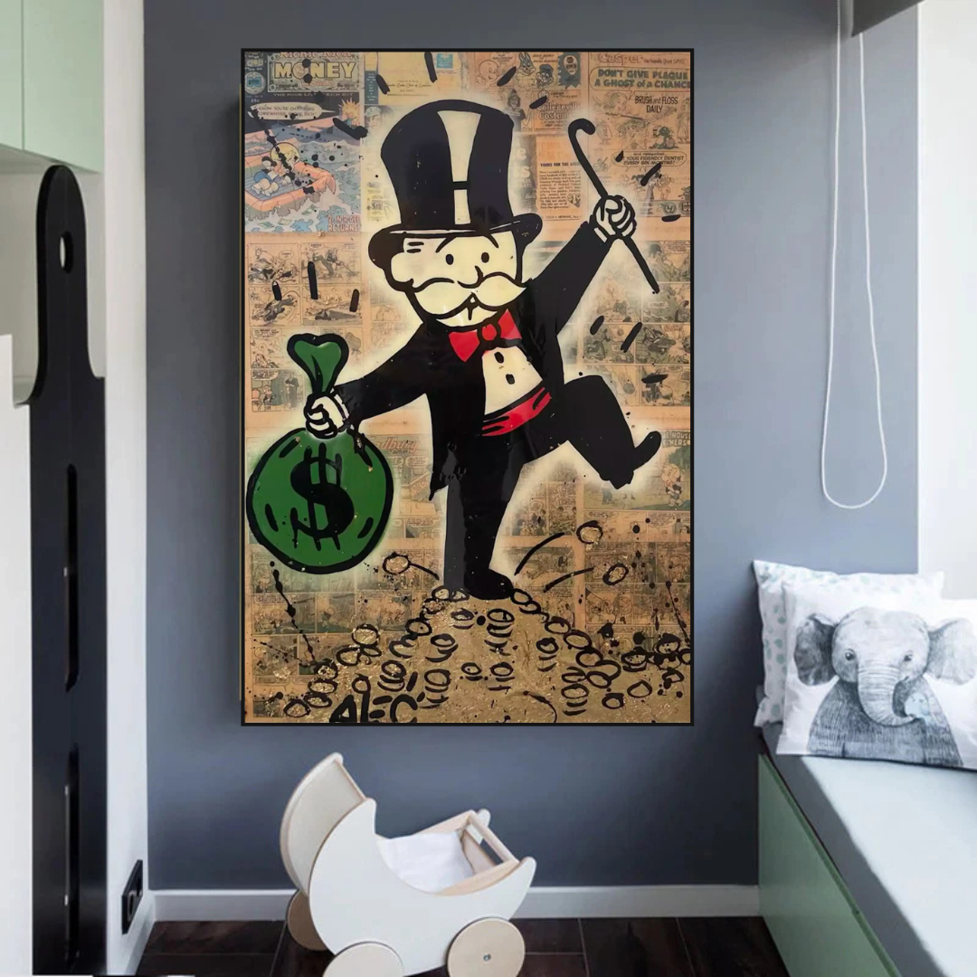 Alec Monopoly Magician: Millionaire Art by Money Man - Exclusive Street Art Canvas for Home & Office Decor | Perfect for Art Collectors & Urban Style Lovers