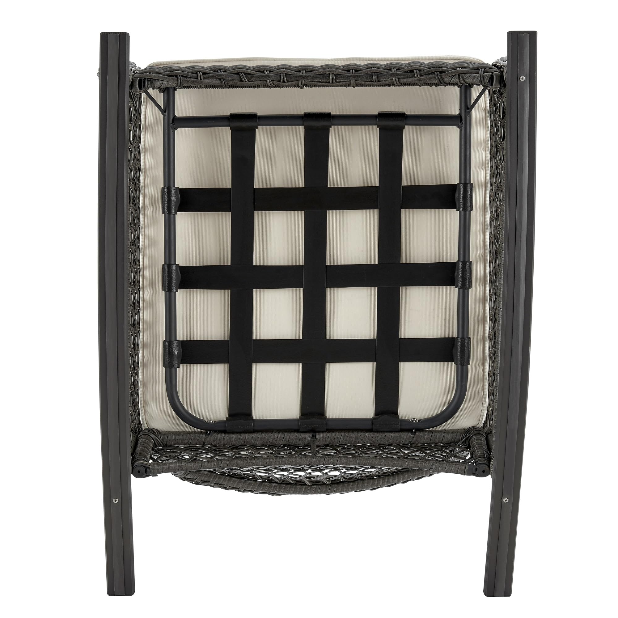Premium Steel Rattan Outdoor Rocking Chair with Removable Waterproof Cushions - Weather-Resistant Patio Rocker with Curved Edge & Sturdy Frame (Cream) - Perfect for Garden, Porch, Poolside & Backyard Relaxation