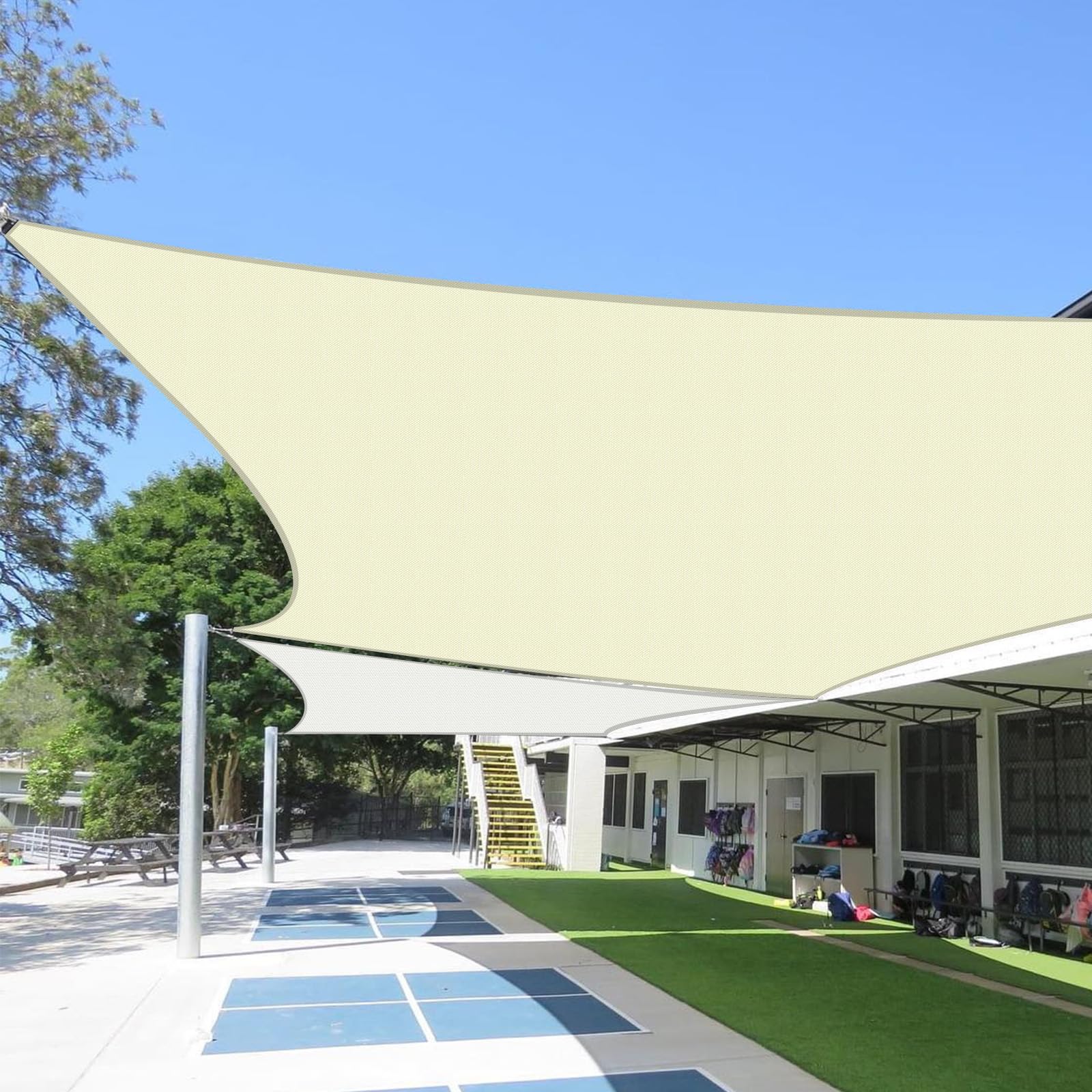 10' x 10' Waterproof UV Block Sun Shade Sail - Square Outdoor Canopy for Pergola, Carport, Patio, Backyard and Garden Activities | Milk White Shade Cloth for Sun Protection