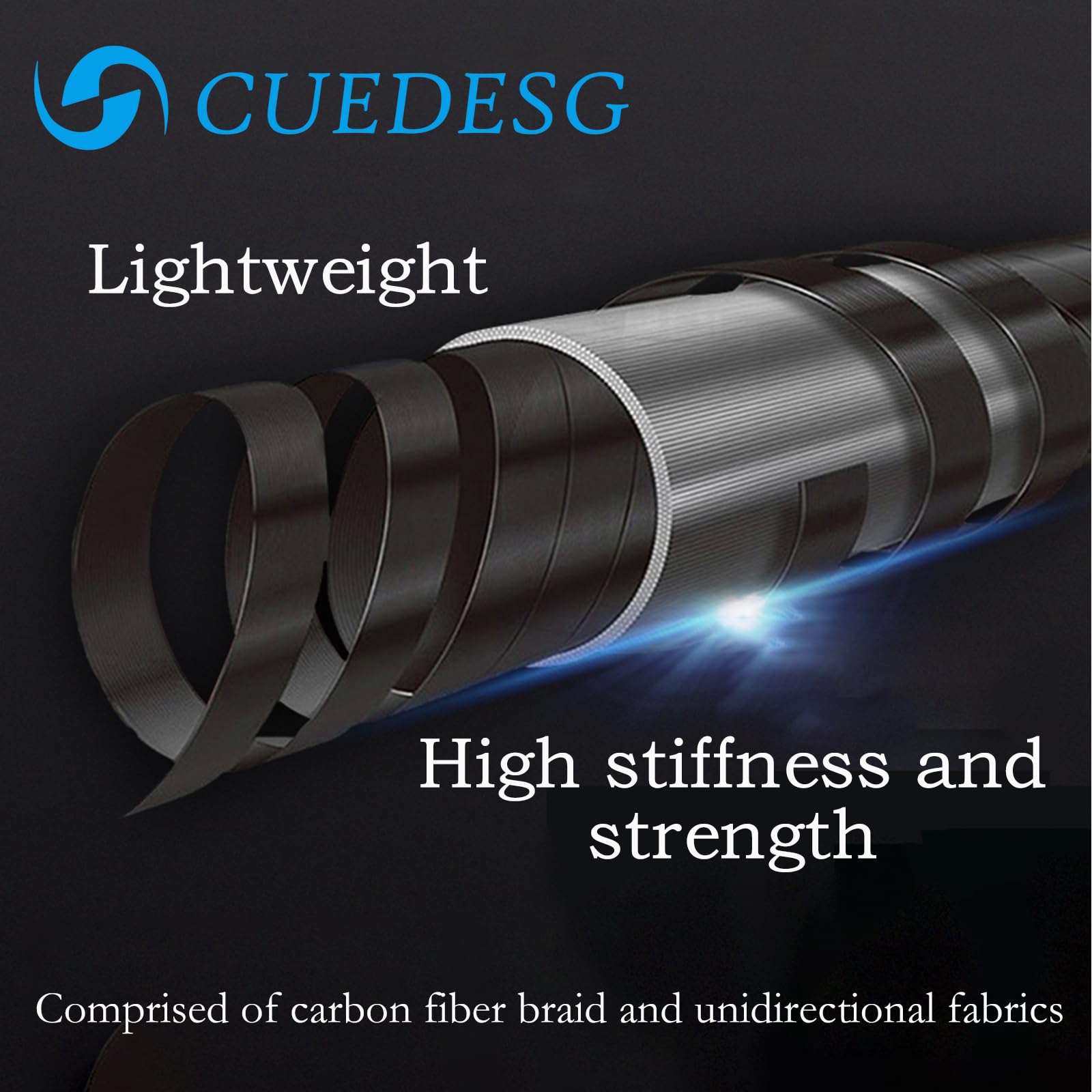 13mm Carbon Fiber Jump Break Cue Shaft - Low Deflection Professional Pool Stick for Punch Shots | Perfect for 8-Ball, 9-Ball & Snooker Players
