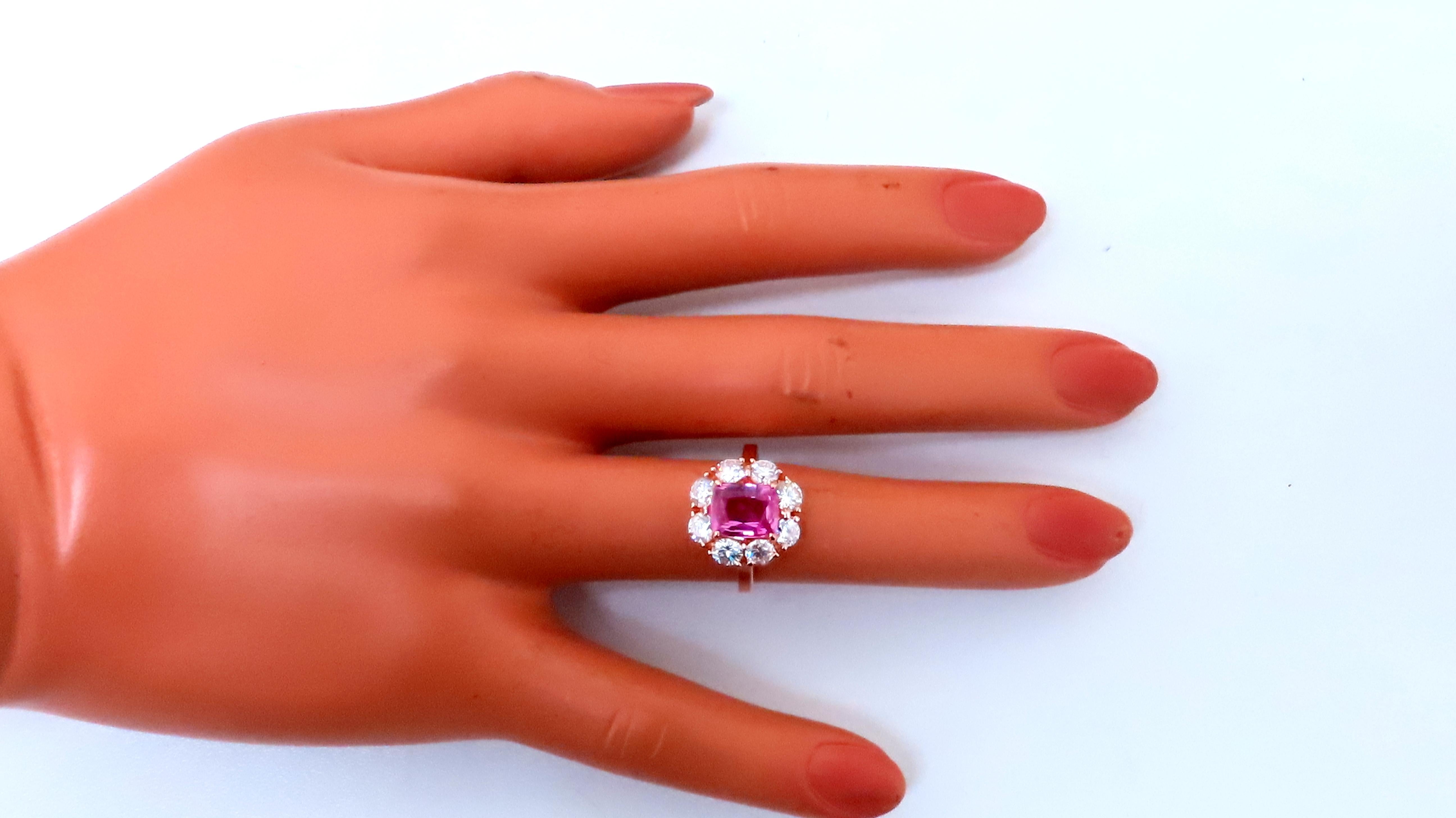 GIA Certified 2.53ct Natural Madagascar Pink Sapphire Diamond Ring in 18K Gold - Elegant Engagement & Wedding Jewelry for Women