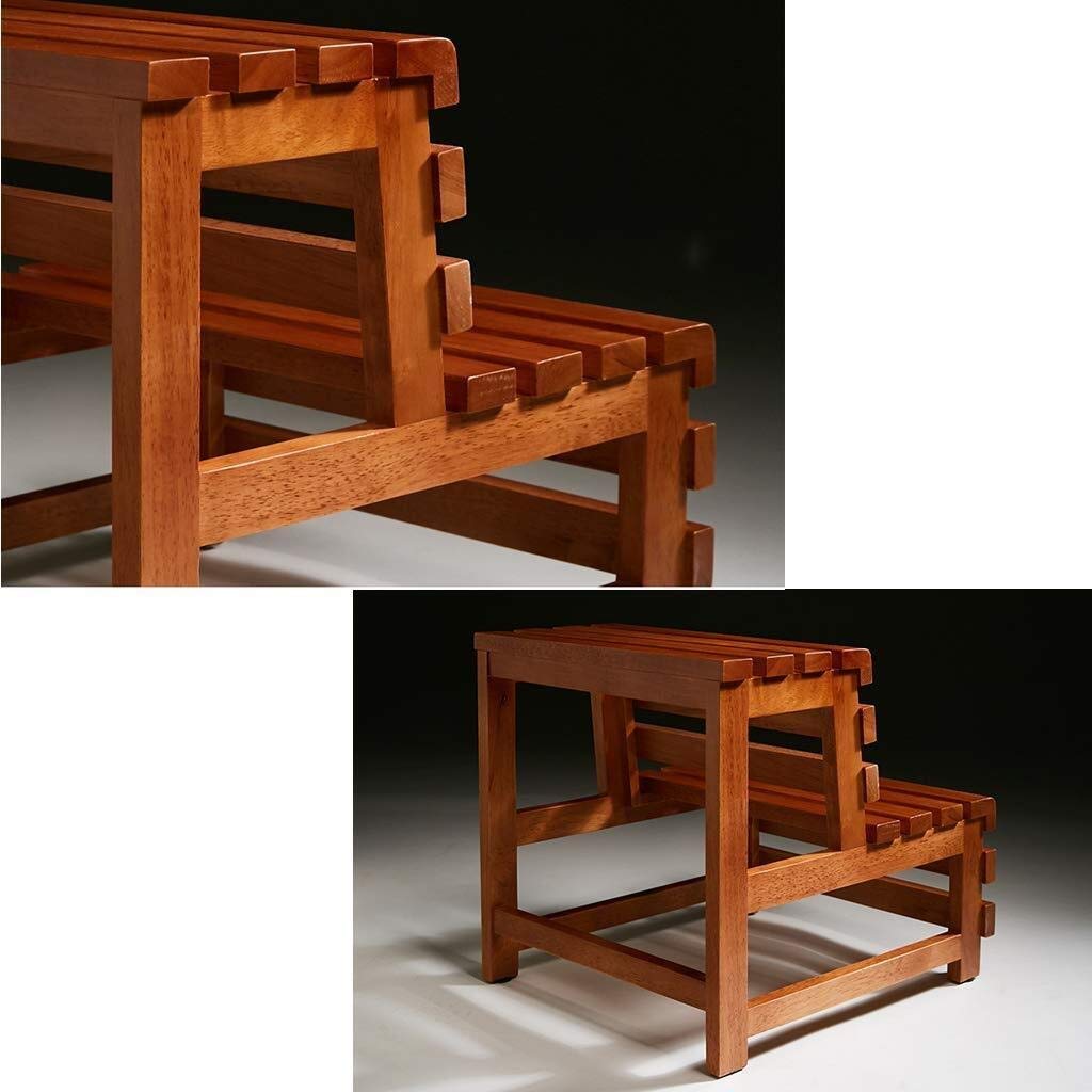 XHALERY 2-Step Stool/Step Ladder Chair - Solid Wood Shower Stool with Non-Slip Wide Bath Step - Waterproof Shower Bench for Bathroom, Kitchen & Kids (Height: 8 Inches)