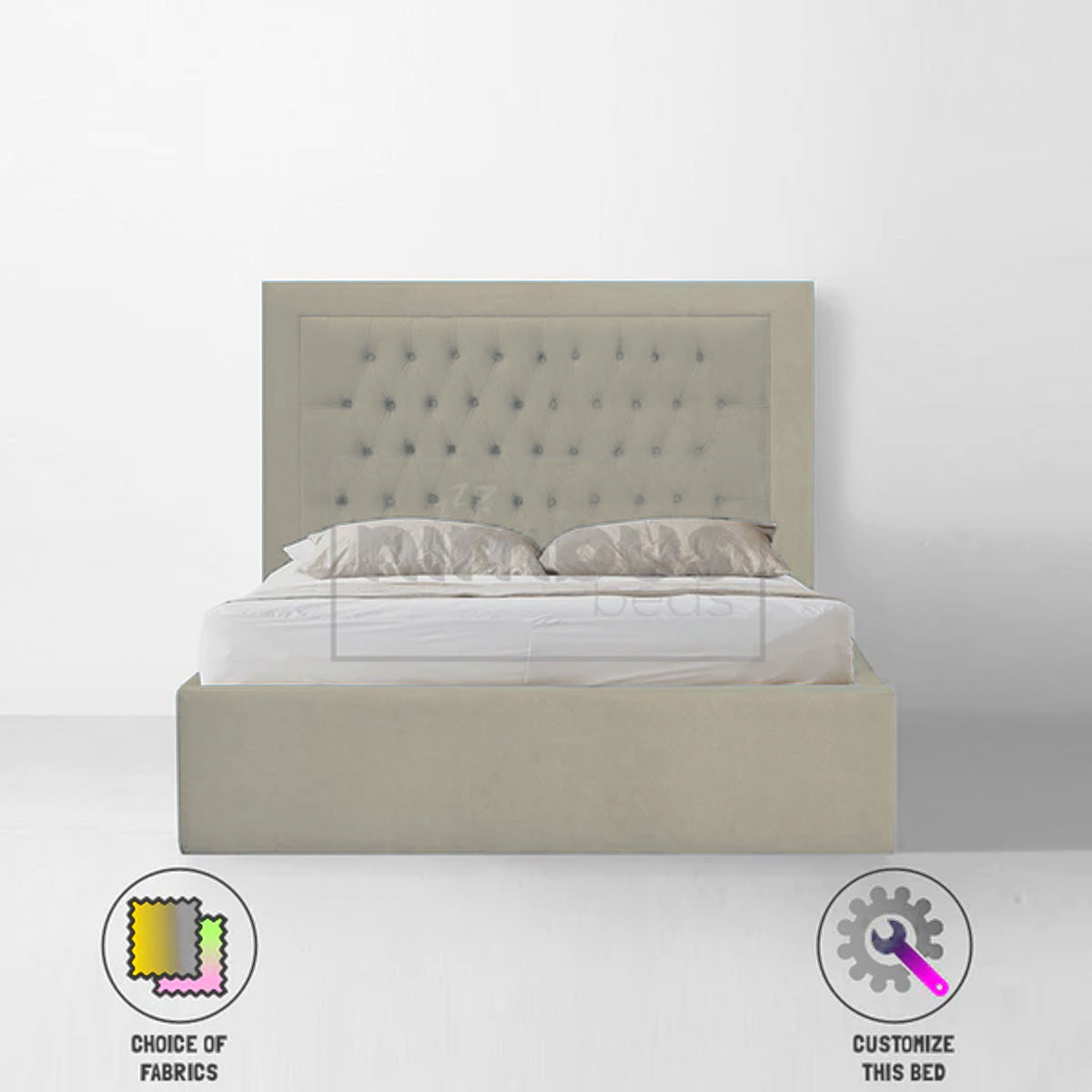 Chesterfield Bumper Bed Frame - Queen Size Upholstered Platform Bed with Tufted Headboard for Bedroom | Perfect for Modern, Classic & Luxury Home Decor