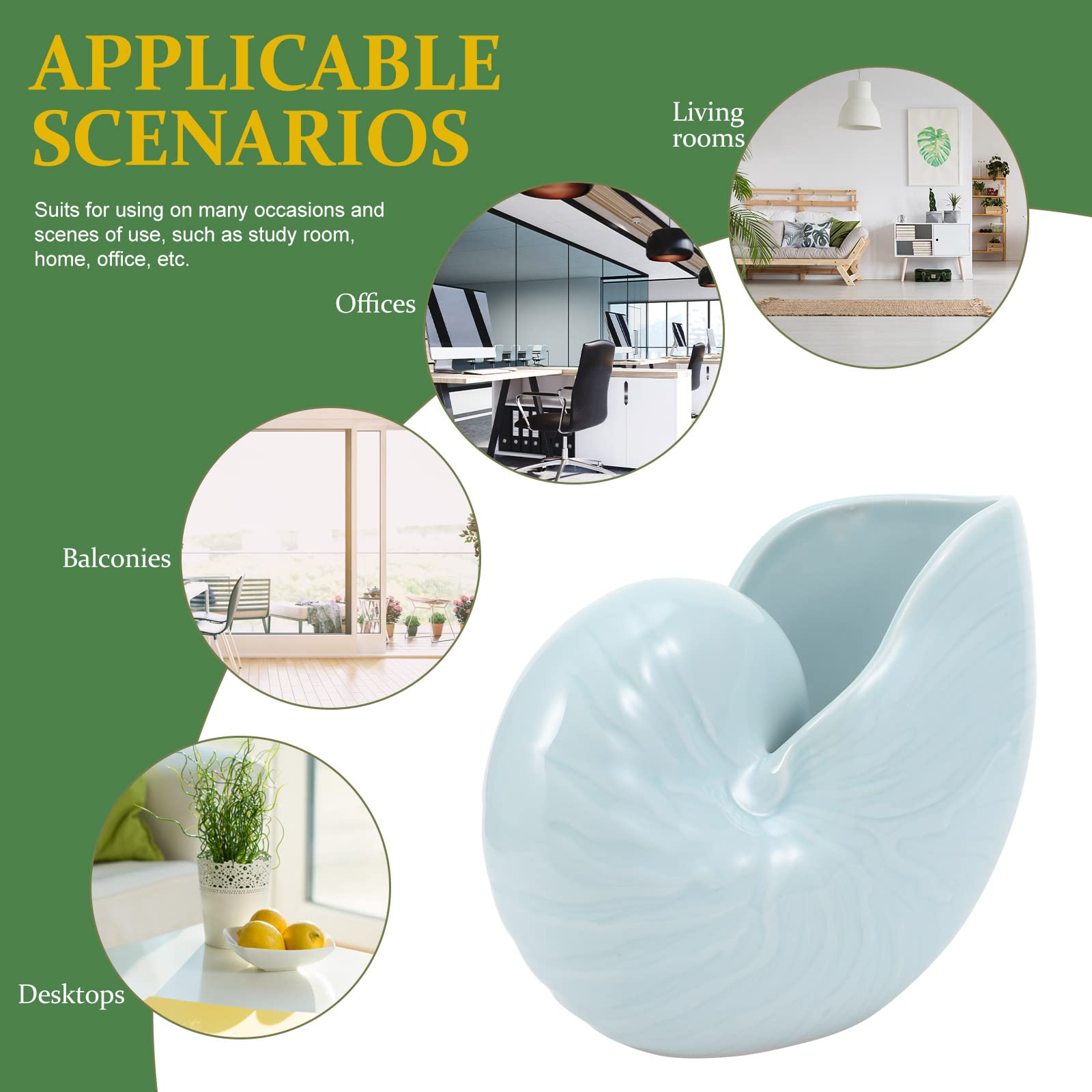 BESPORTBLE 1pc Ceramic Conch Planter Pot - Elegant Outdoor Flower Pot for Gardening, Hydroponics, Bonsai & Home Decor - Perfect for Patio, Balcony and Indoor Plants