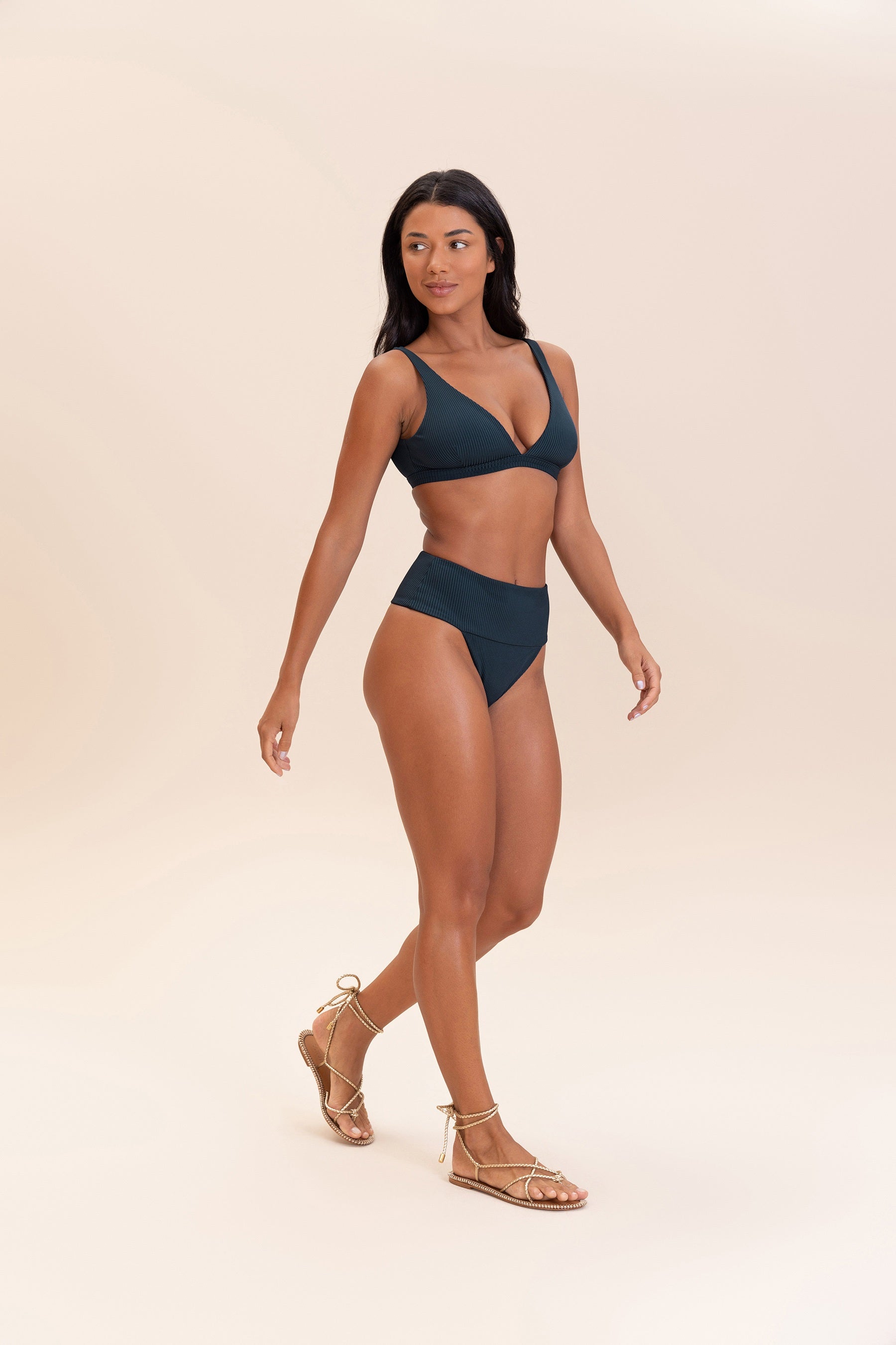 High Waist Glossy Ribbed Bikini Bottom - Sexy Swimwear for Women | Perfect for Beach Vacations & Pool Parties
