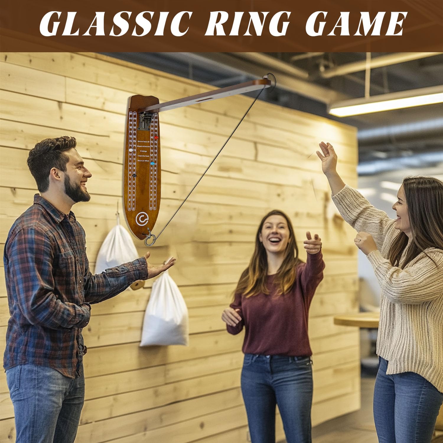 Ring Toss Game Set - Portable Hook and Ring Toss Game with Foldable Stand for Indoor & Outdoor Fun - Perfect for Backyards, Parties, Game Rooms and Family Gatherings