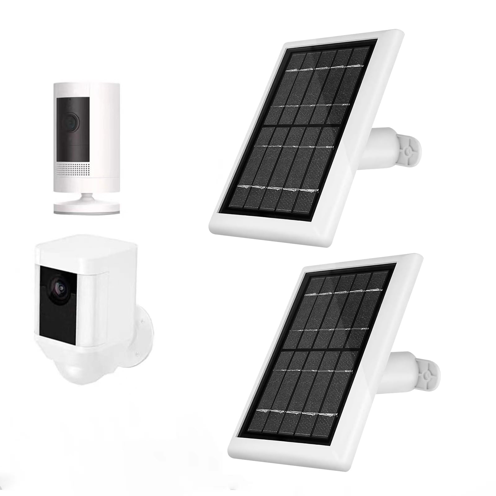5W Solar Panel Charger for Ring Stick Up Cam, Spotlight Cam Battery, Plus & Pro - Outdoor Wireless Security Camera Charging (2 Pack, White) | Weatherproof Solar Power for Continuous Home Surveillance