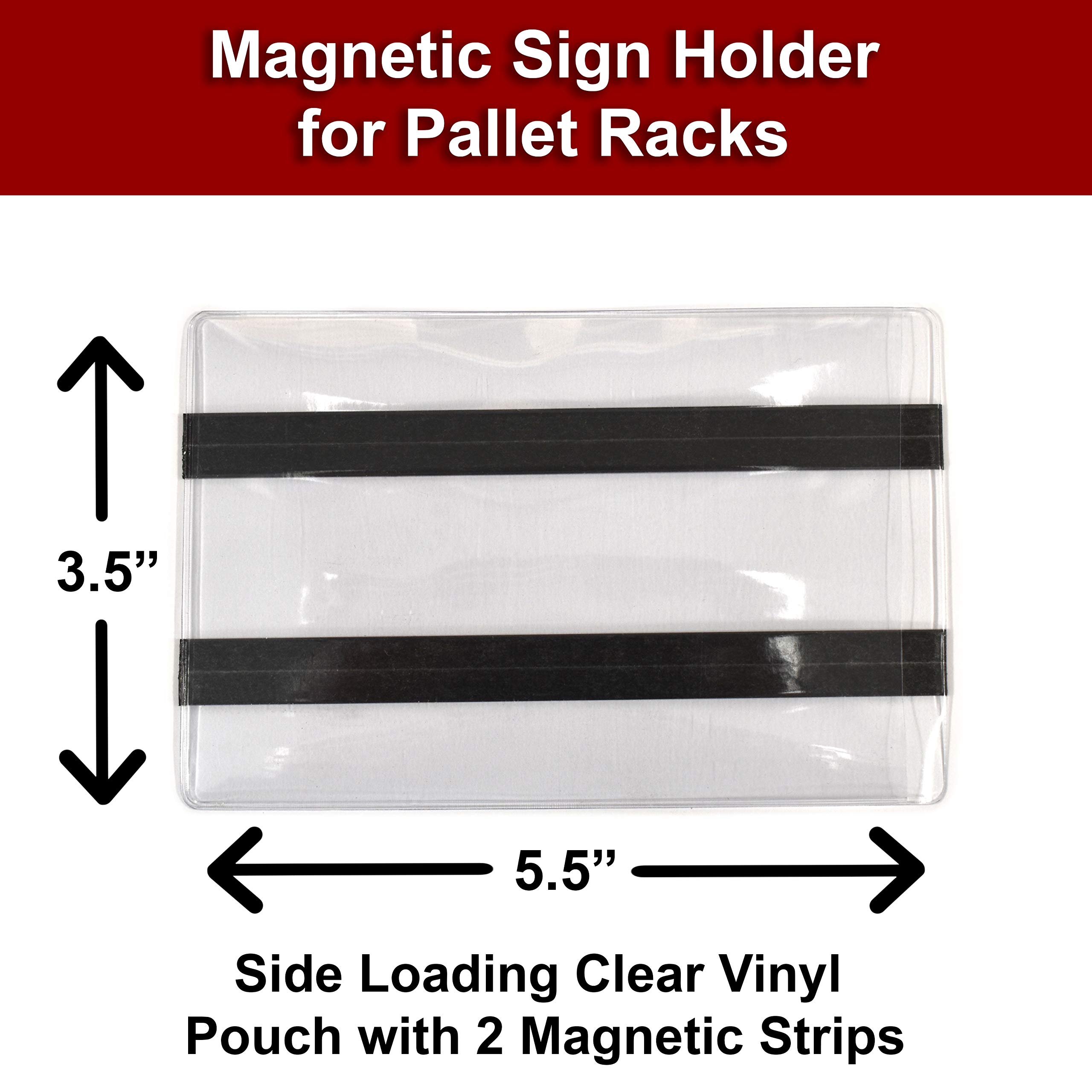 100 Pack Clear Vinyl Pallet Rack Sign Holders with Magnets for 3.5