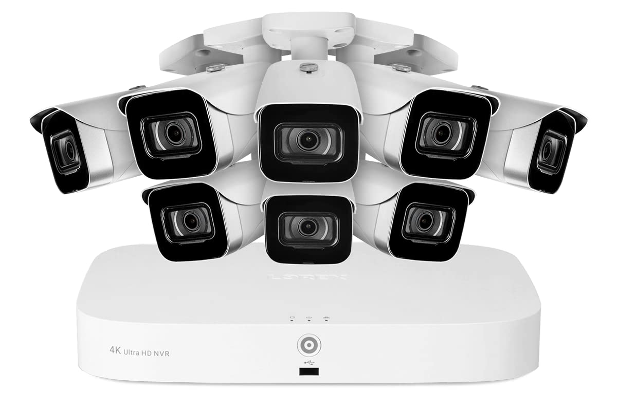8-Channel 4K (8MP) NVR Security System with 8 IP Cameras - White | 24/7 Home & Business Surveillance for Indoor/Outdoor Protection