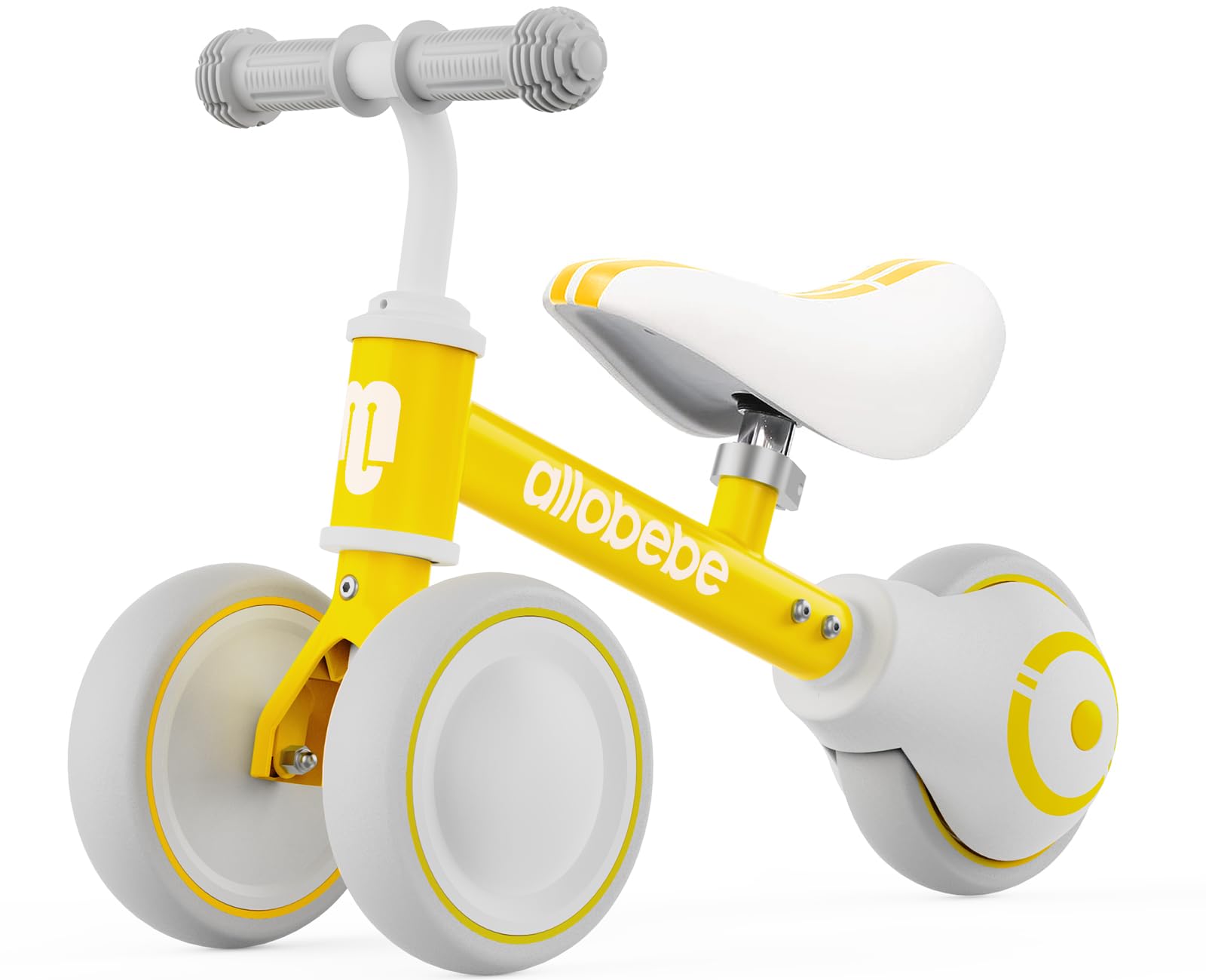 Allobebe Baby Balance Bike for Toddlers 12-36 Months - Adjustable Seat, Silent 3-Wheels Training Bike for 1 Year Old Girls & Boys - Perfect First Birthday Gift to Help Babies Learn Standing & Walking - Indoor & Outdoor Play, Park Rides, Backyard Fun
