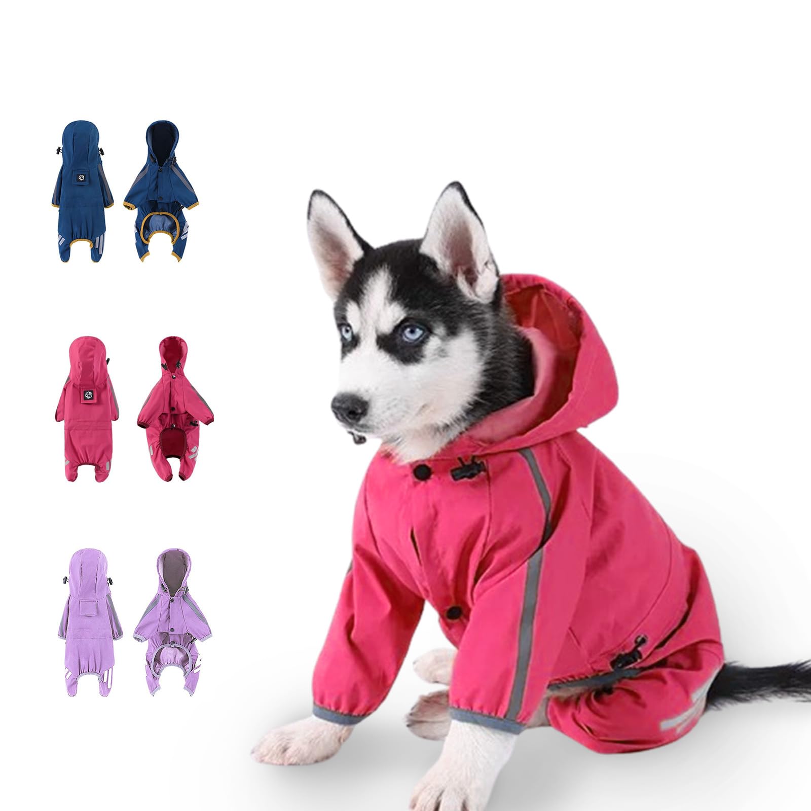 Waterproof Dog Raincoat with Reflective Strips & Hood - Lightweight Puppy Rain Jacket for Small Dogs (Claret, Large) - Perfect for Outdoor Walks, Hiking & Rainy Day Adventures