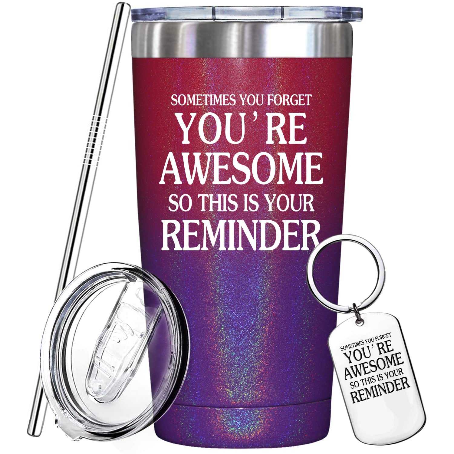 20oz Vacuum Insulated Tumbler - Inspirational Thank You Gifts for Women & Men, Funny Birthday Gifts for Coworkers, Daughter, Mom - Best Friend Gift Idea - Perfect for Office, Home, Travel & Outdoor Activities