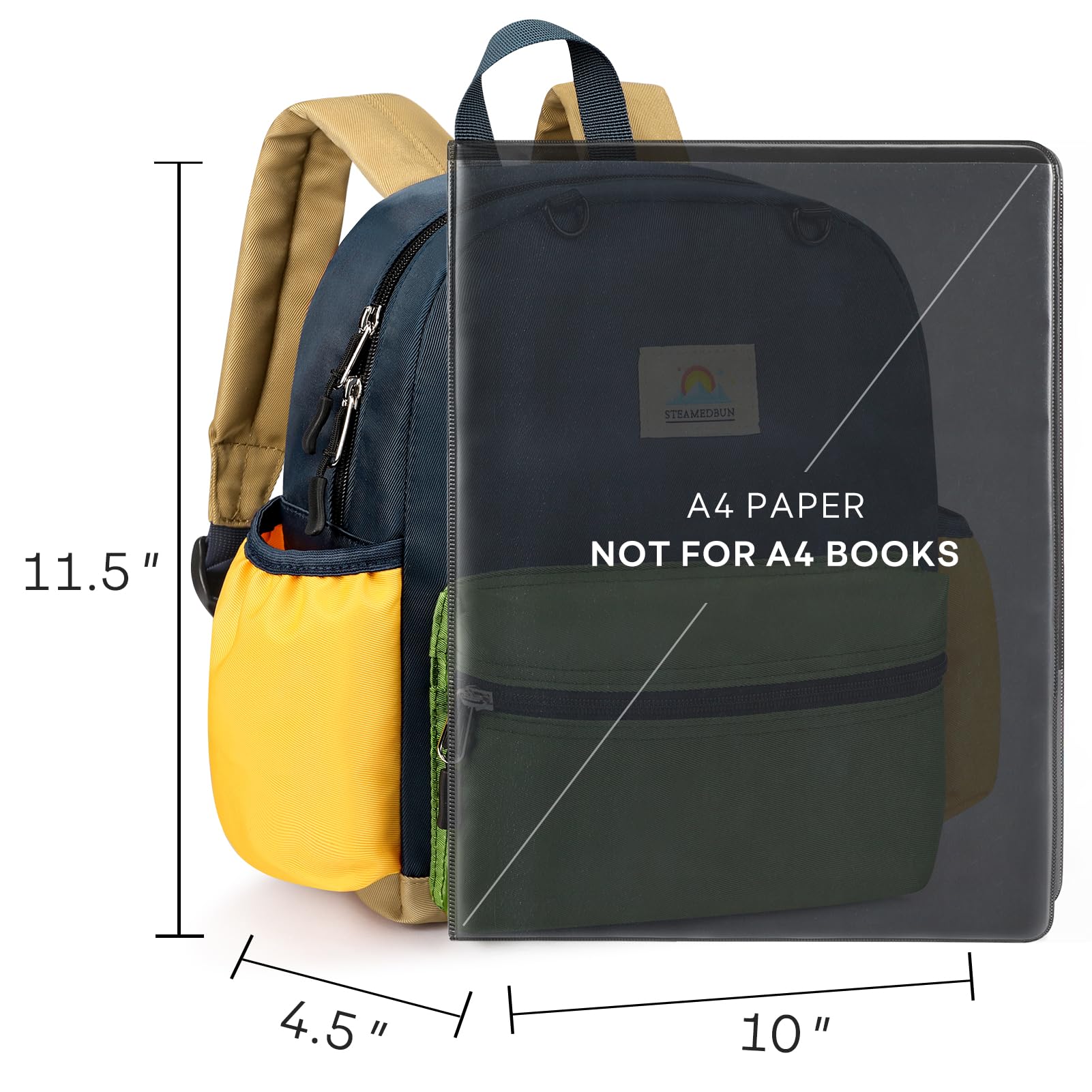 STEAMEDBUN Toddler Backpack for Boys & Girls 2-4 Years - 12 Inch Lightweight Preschool & Kindergarten Backpack - Perfect for Daycare, Travel & School Supplies Organization