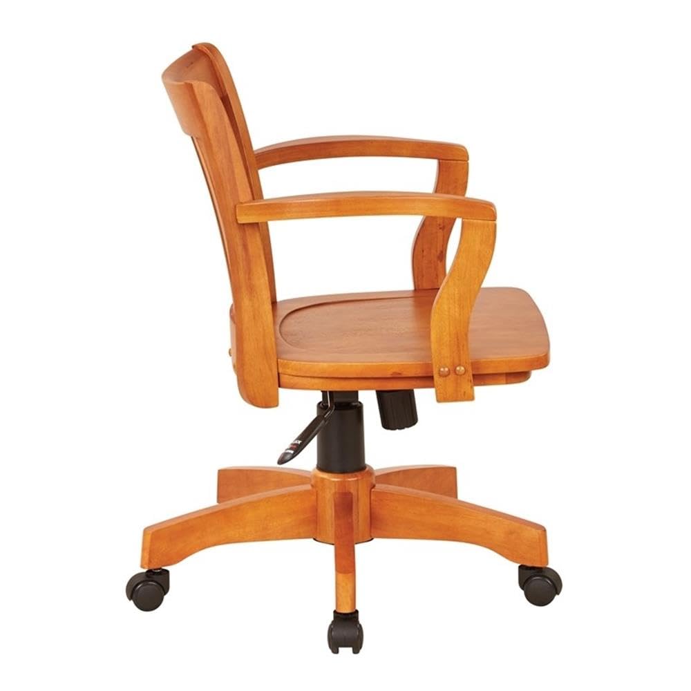Premium Wooden Banker's Office Chair - Ergonomic Fruit Wood Seat for Home & Office - Comfortable Executive Desk Chair for Professionals & Workspaces