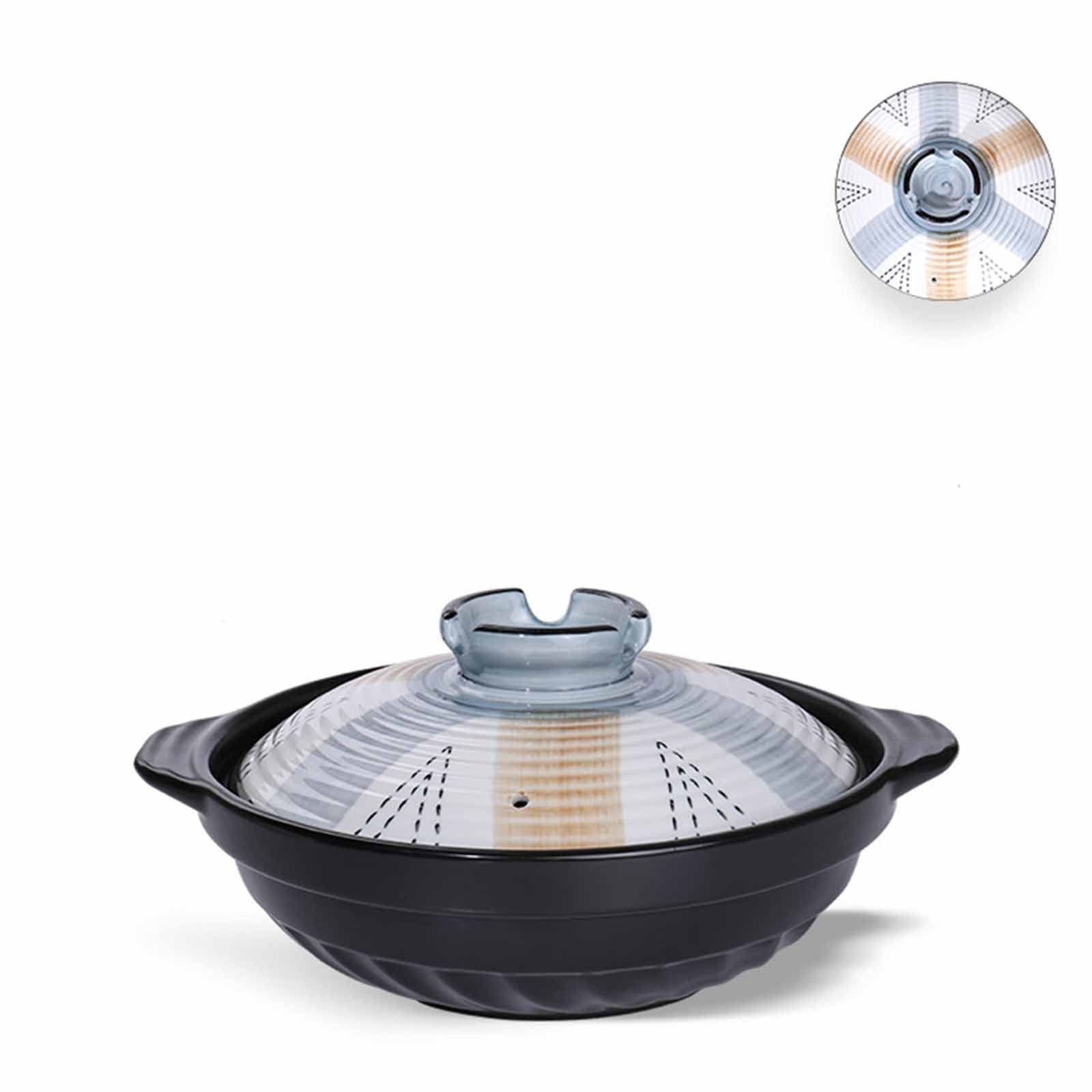 Japanese Donabe Clay Pot with Lid - 1.6L Round Earthenware Casserole for Hot Pot, Stews & Soups | Heat-Resistant Ceramic Cookware for Stovetop & Oven Use | Perfect for Japanese Nabemono, Shabu Shabu & Home Cooking