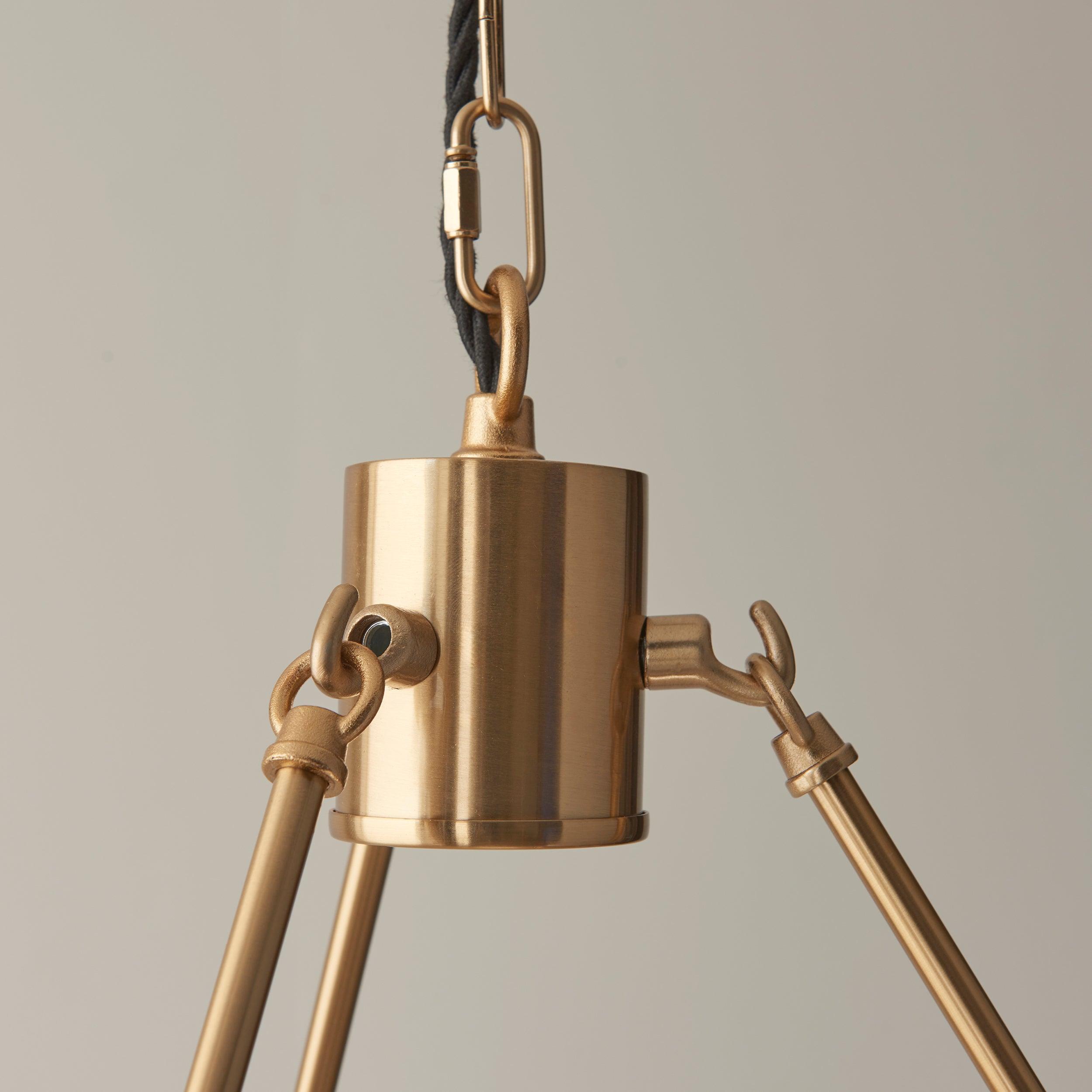 Chester Brass Ceiling Pendant Light with Green Zigzag 16cm Shades - Vintage Industrial Lighting for Kitchen Island, Dining Room & Bedroom