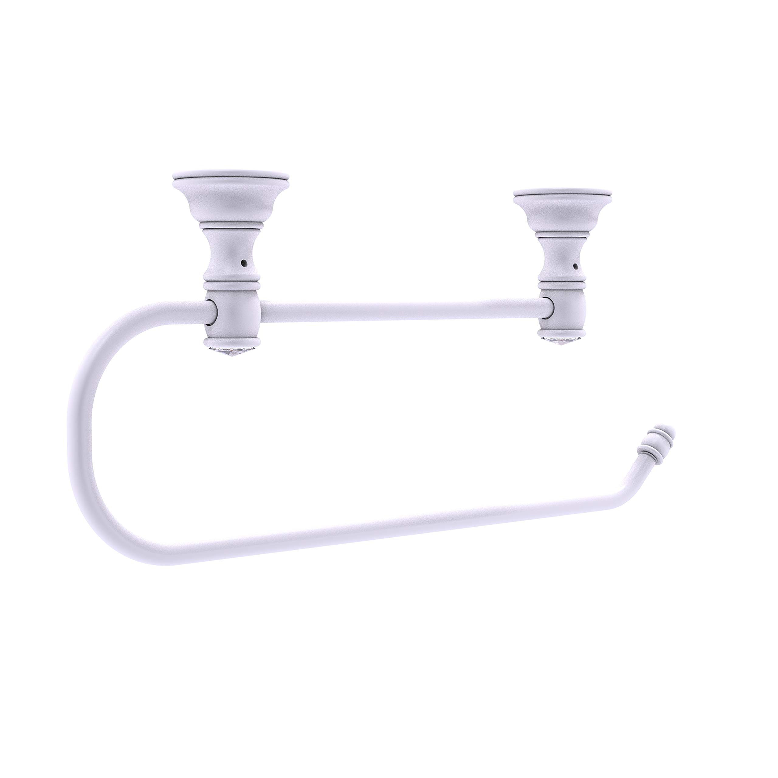 Allied Brass Carolina Crystal Collection Matte White Under Cabinet Paper Towel Holder - Stylish Kitchen Organizer for Countertop & Cabinet Storage