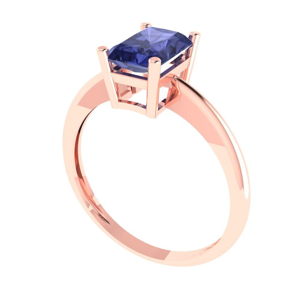 1.0 ct Radiant Cut Simulated Tanzanite Engagement Ring for Women - 18K Rose Gold Solitaire Wedding Band, Anniversary & Promise Ring - Perfect for Proposals, Bridal Jewelry & Special Occasions