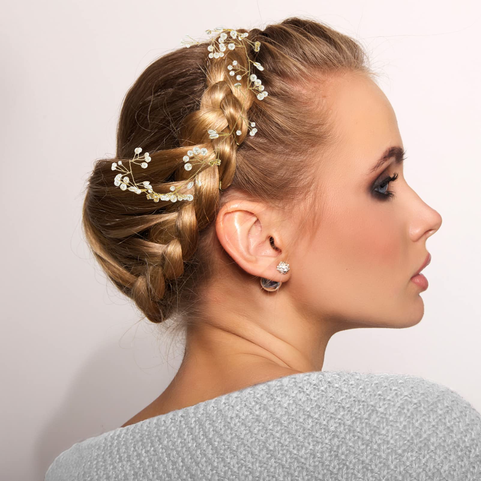 Lurrose Pearl Bridal Hair Vine – Elegant Wedding Hair Accessories for Brides, Bridesmaids & Prom | Headband Hair Jewelry for Weddings, Parties & Special Occasions